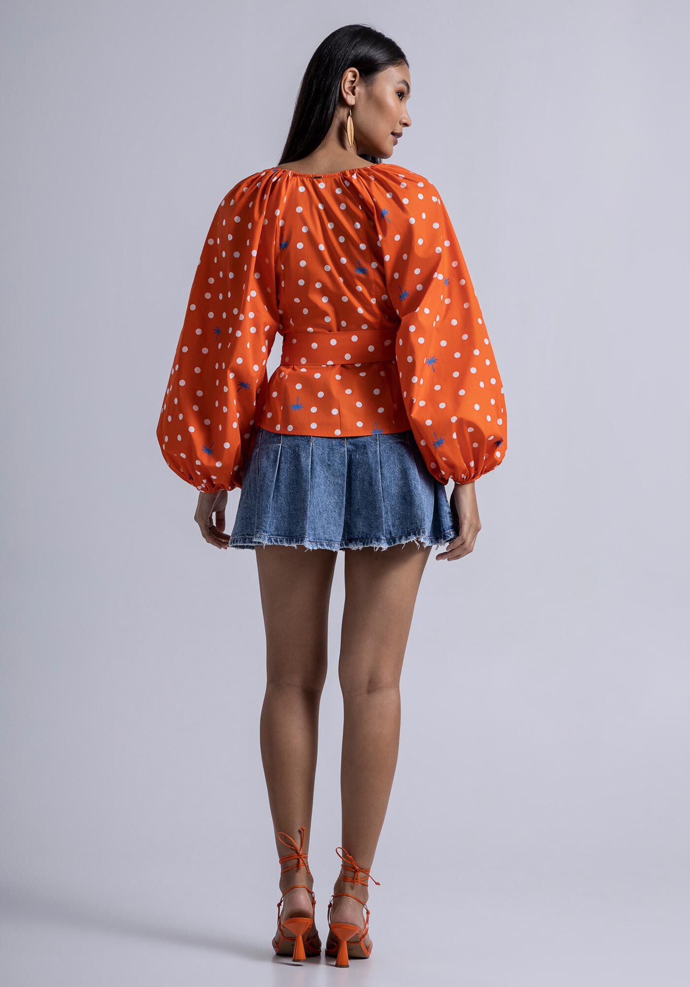 Blusa Manga M&aacute;xi em Tecido Atlanta com Cinto, , large.