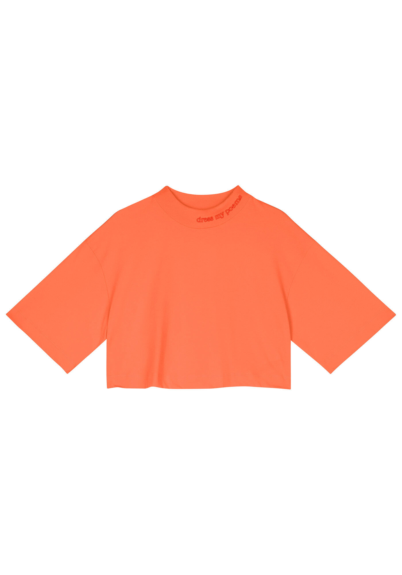 T-shirt Cropped Oversized com Gola, SALMAO CAMELIA, large.