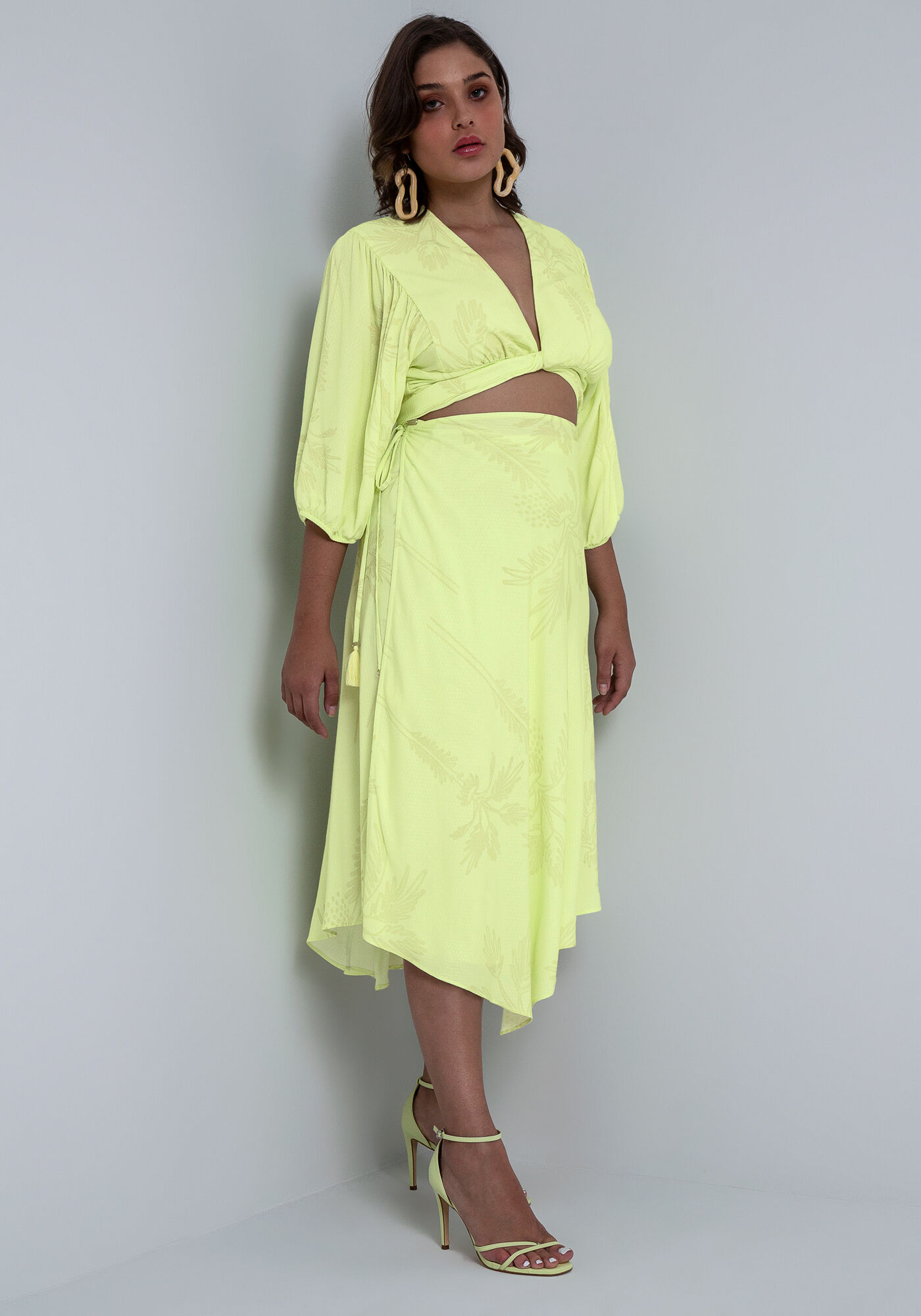 Saia Midi em Viscose Transpassada, DENDE, large.