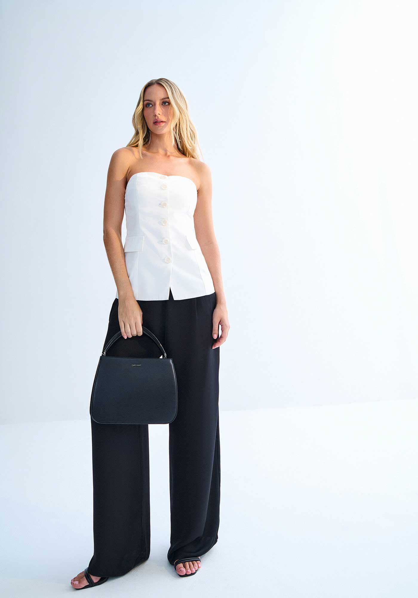 Blusa Alongada Alfaiataria Tomara Que Caia, BRANCO OFF WHITE, large.