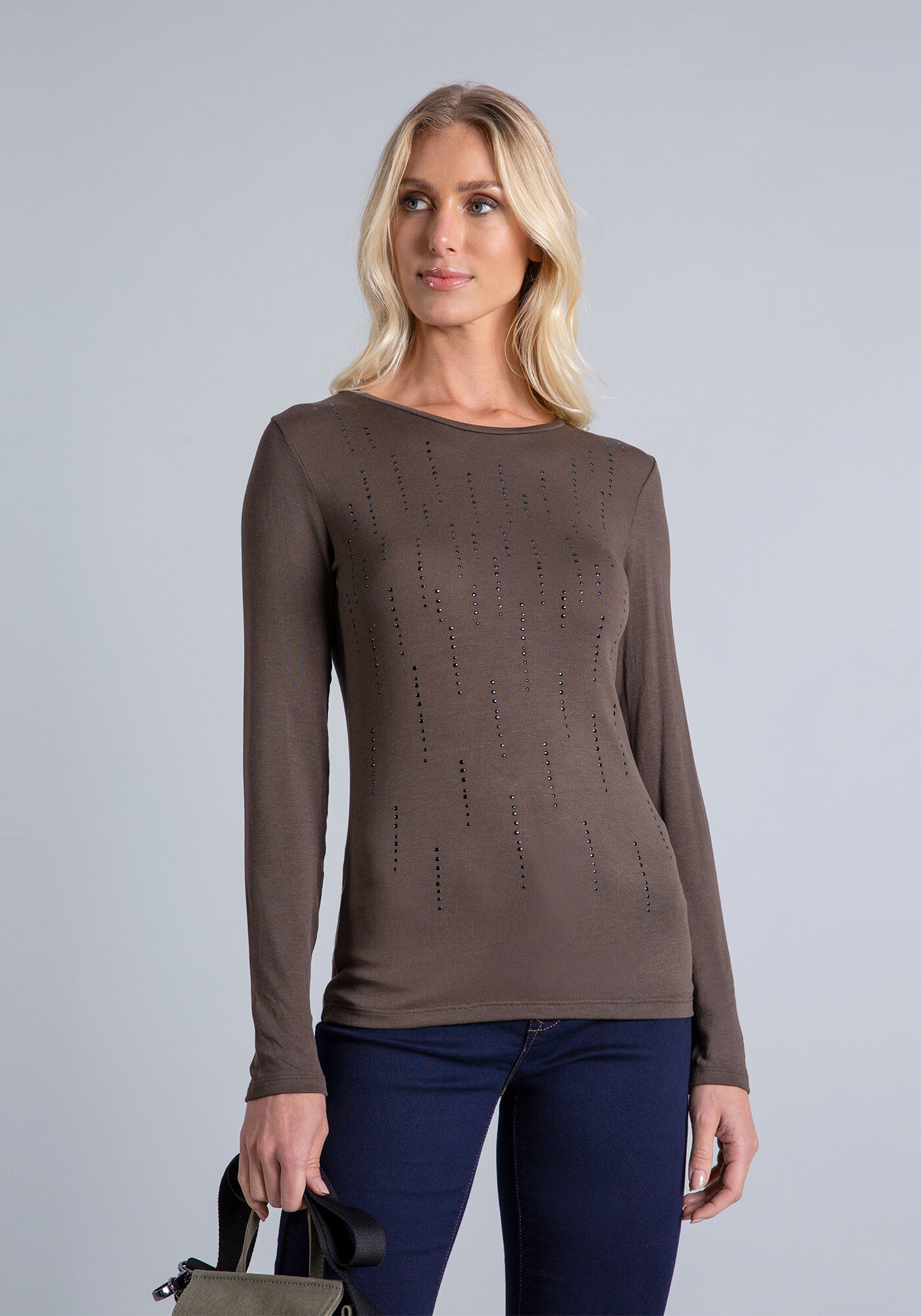 Blusa Manga Longa Strass, , large.