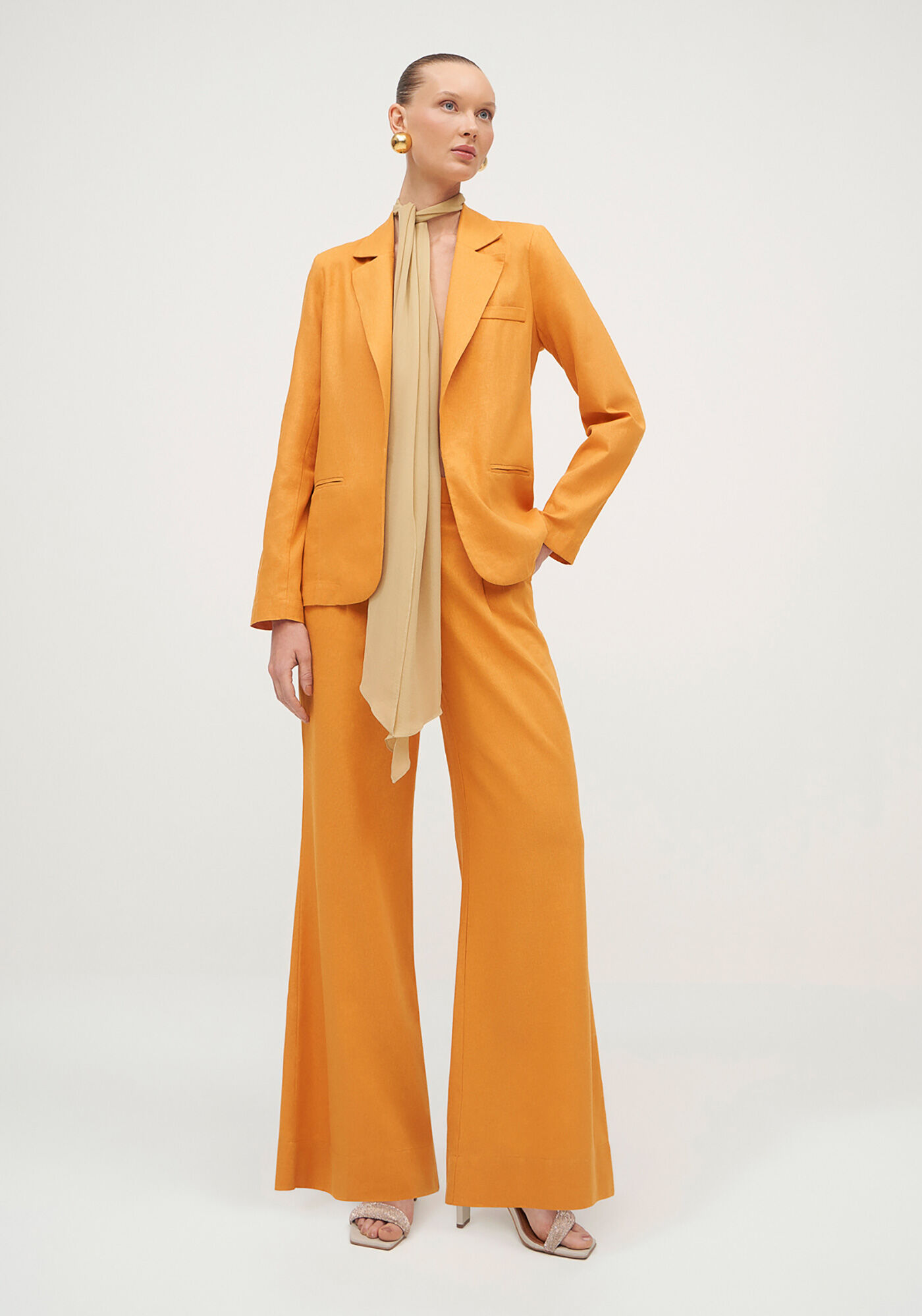 Blazer Alfaiataria em Linho com Bolsos, , large.