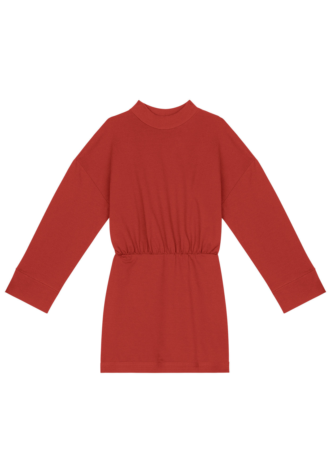 Vestido Curto Manga Longa em Molecotton, , large.