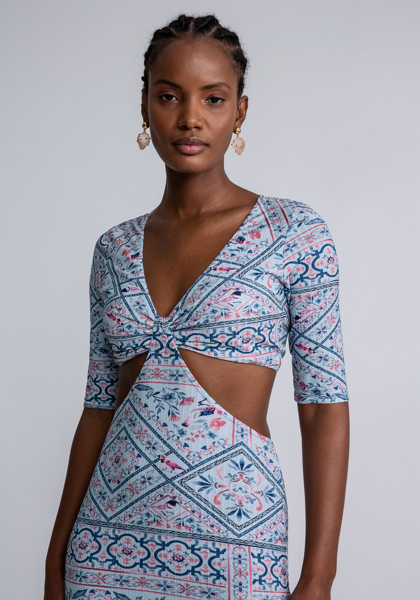 Vestido Midi Estampado Recorte Cintura, SERENA, large.