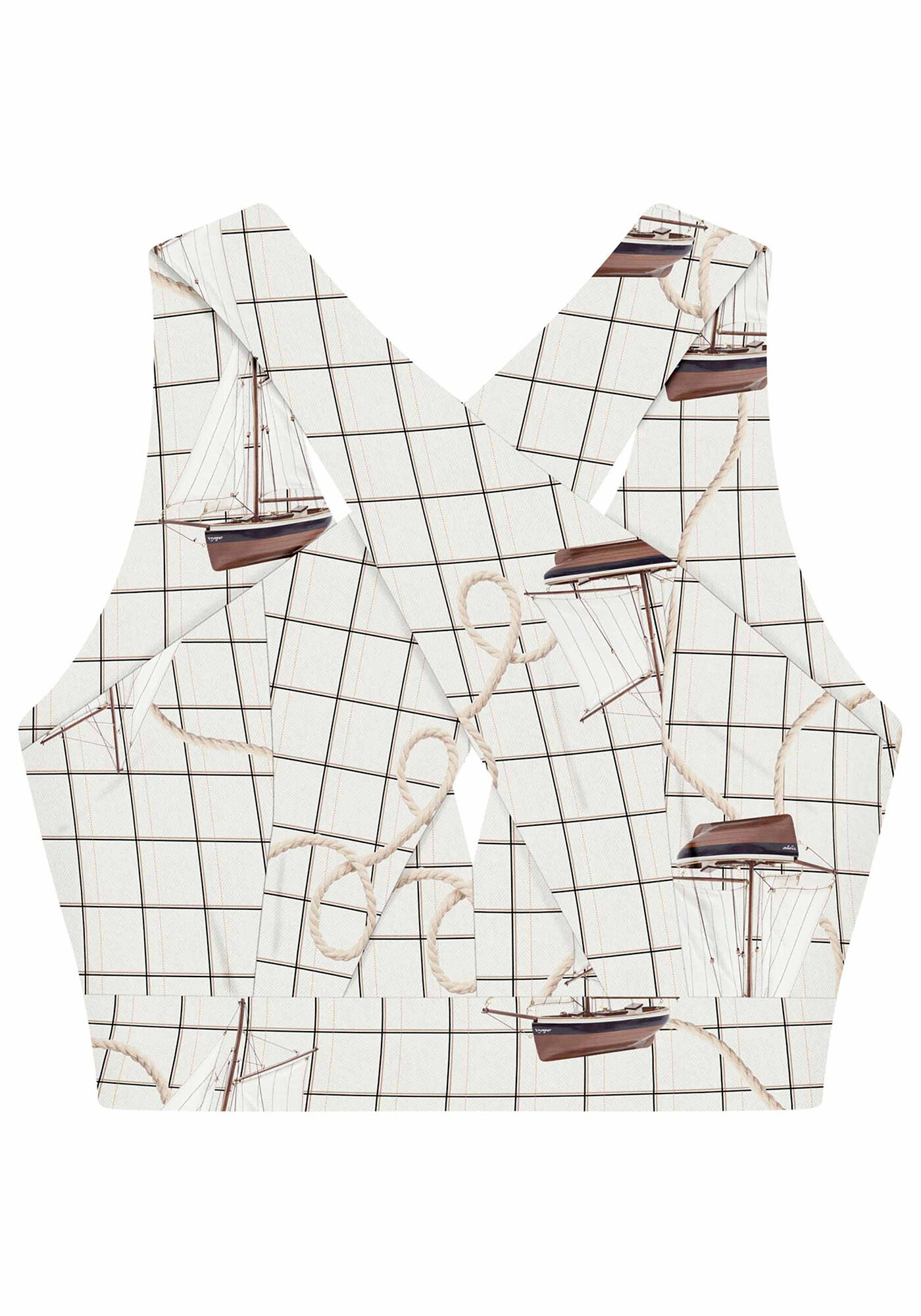 Regata Cropped Transpassada Tecido, , large.