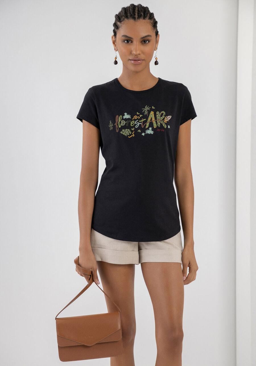 T-shirt em Malha com Bordado Florestar, . T-shirt em Malha com Bordado Florestar, , large.