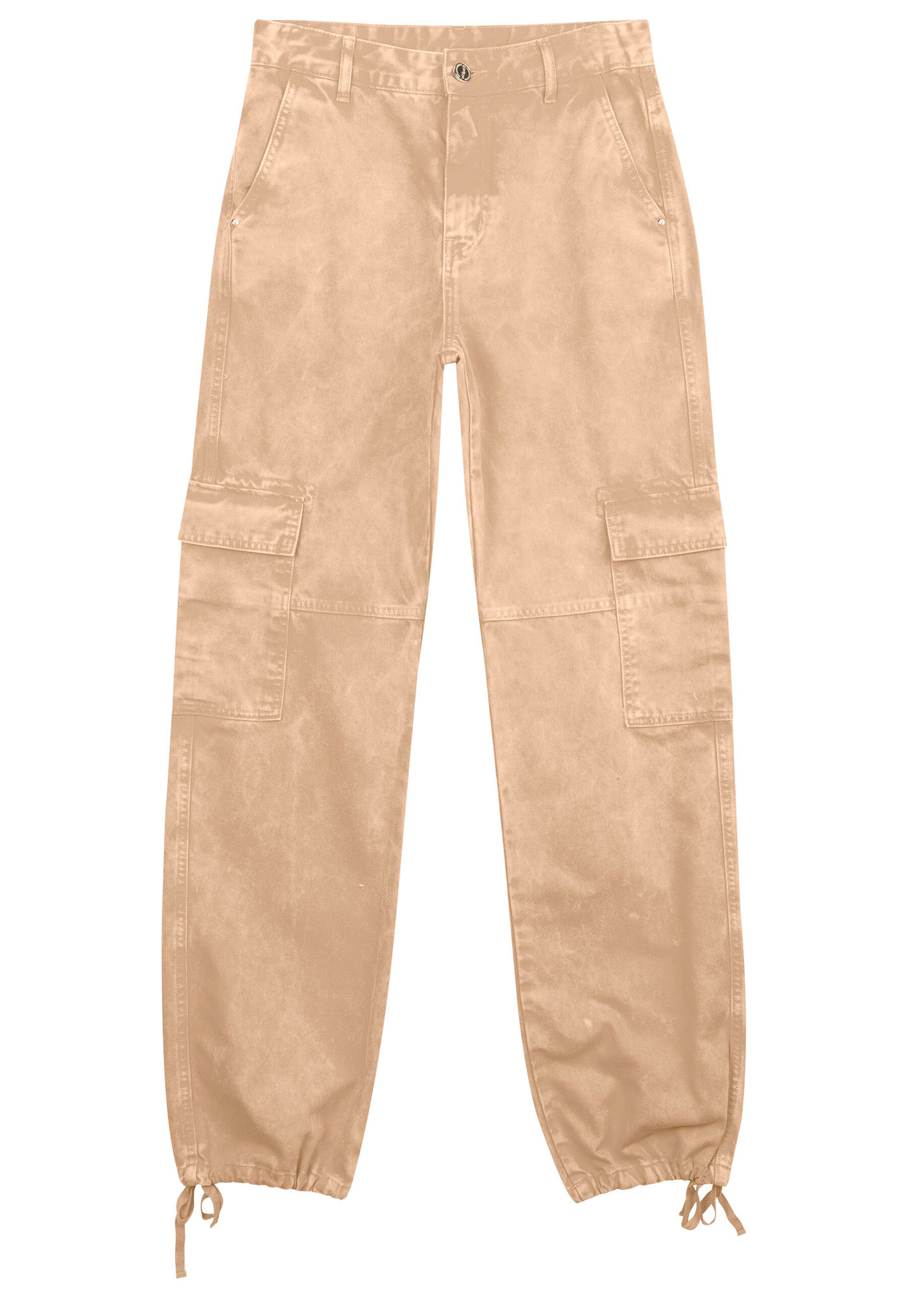Calça Sarja Reta Cargo com Amarração Barra, . Calça Sarja Reta Cargo com Amarração Barra, , large.