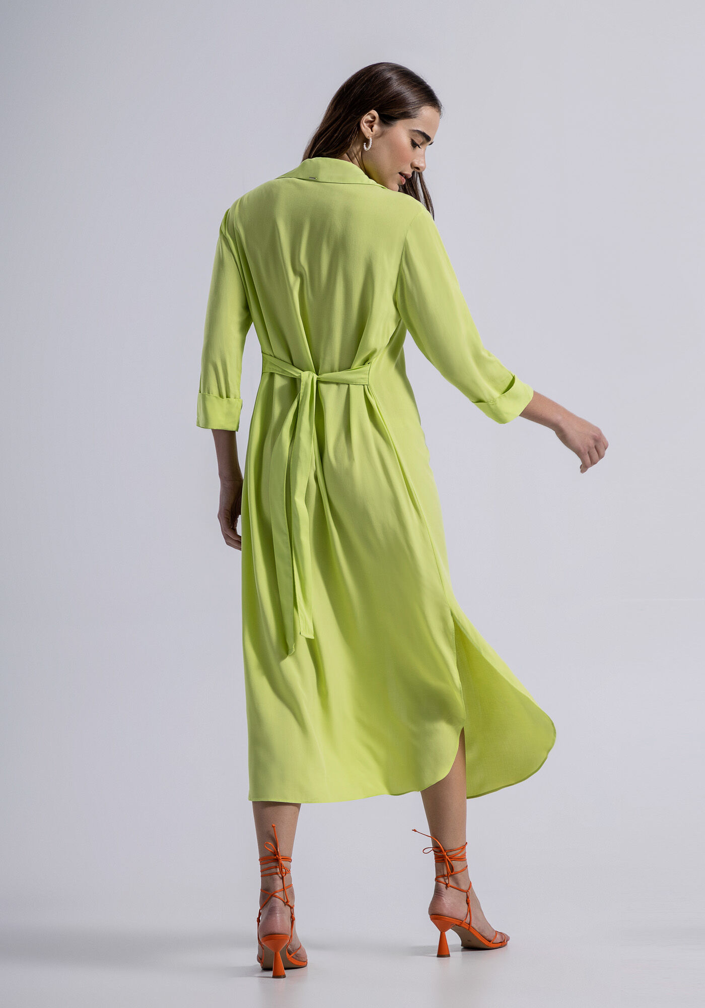 Vestido Midi Sa&iacute;da de Praia em Viscose Chemise, , large.