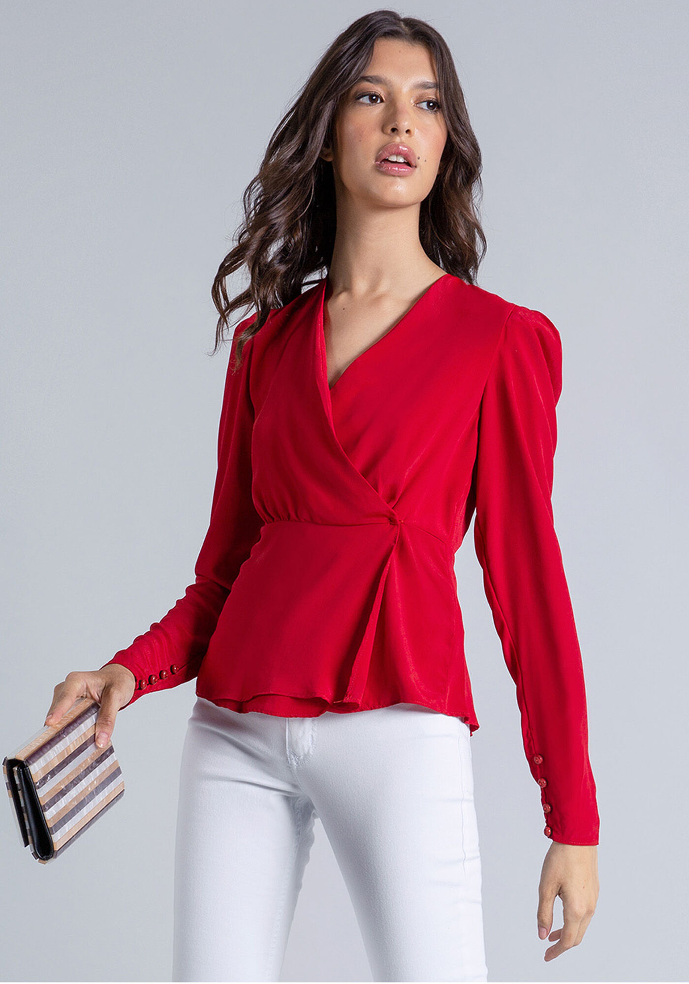 Blusa Manga Longa Transpassada, , large.