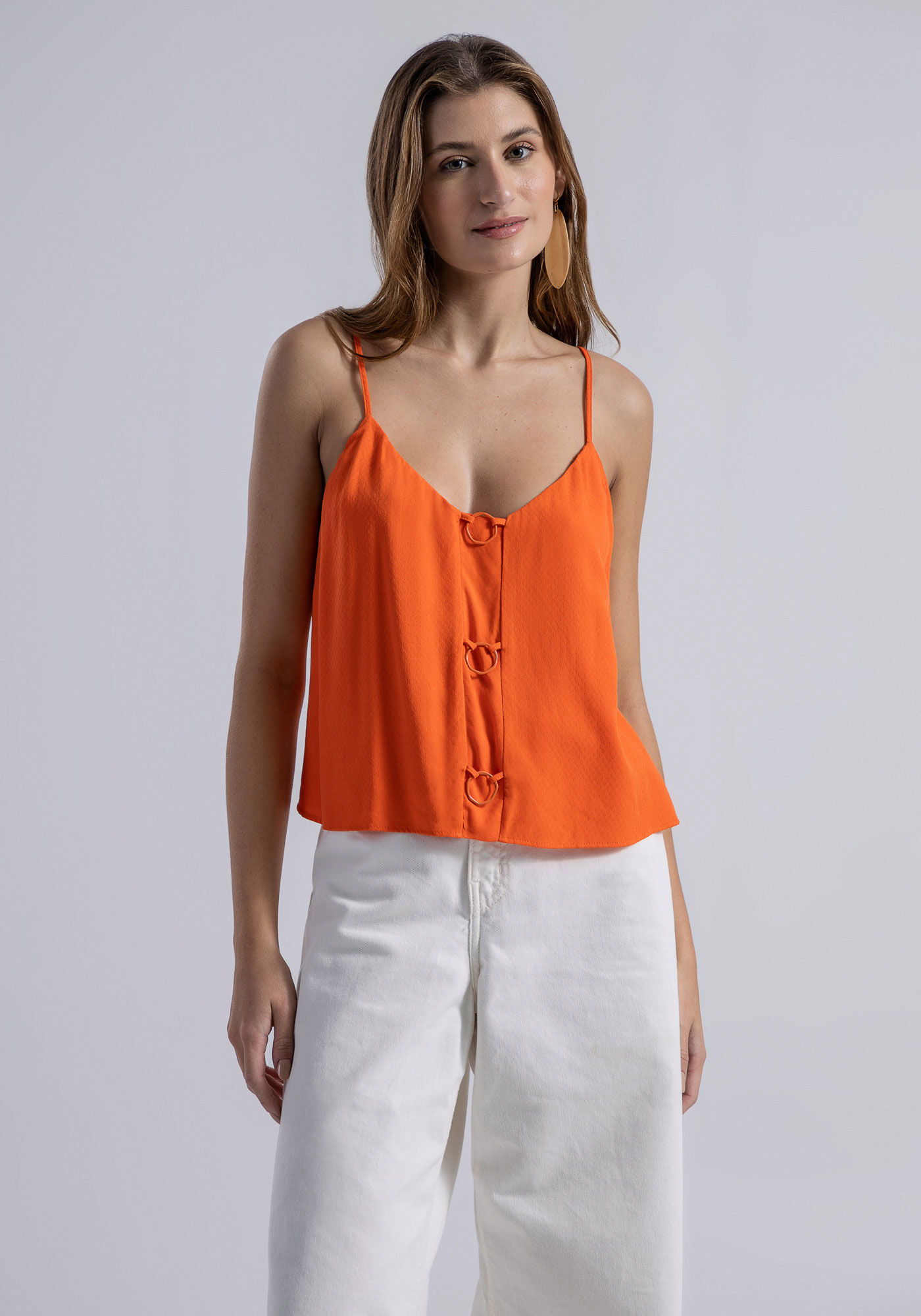 Blusa Al&ccedil;as em Viscose com Detalhe Argolas, , large.