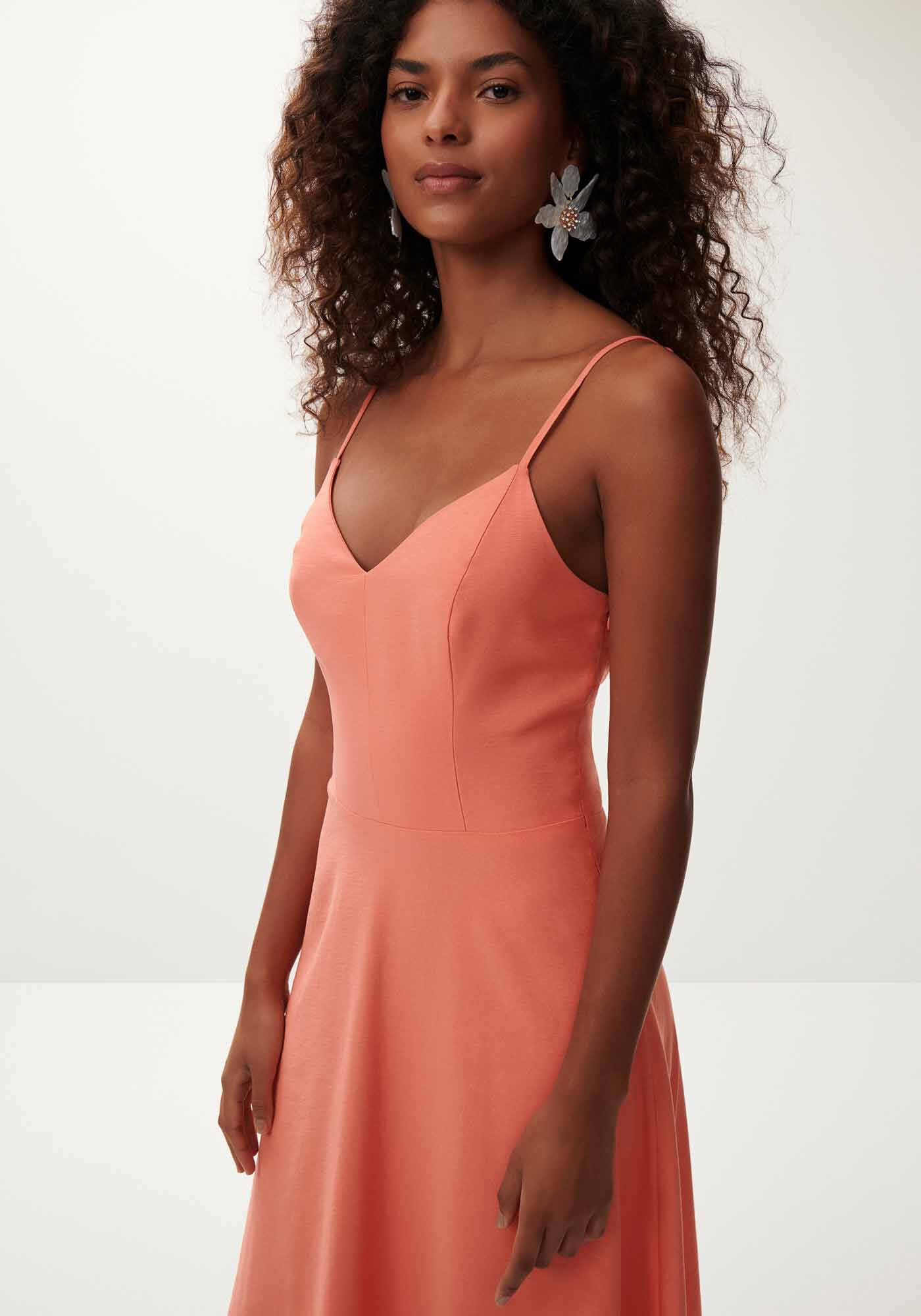 lady　0331 Vestido Social Midi Plus Size Feminino com Botão Lateral