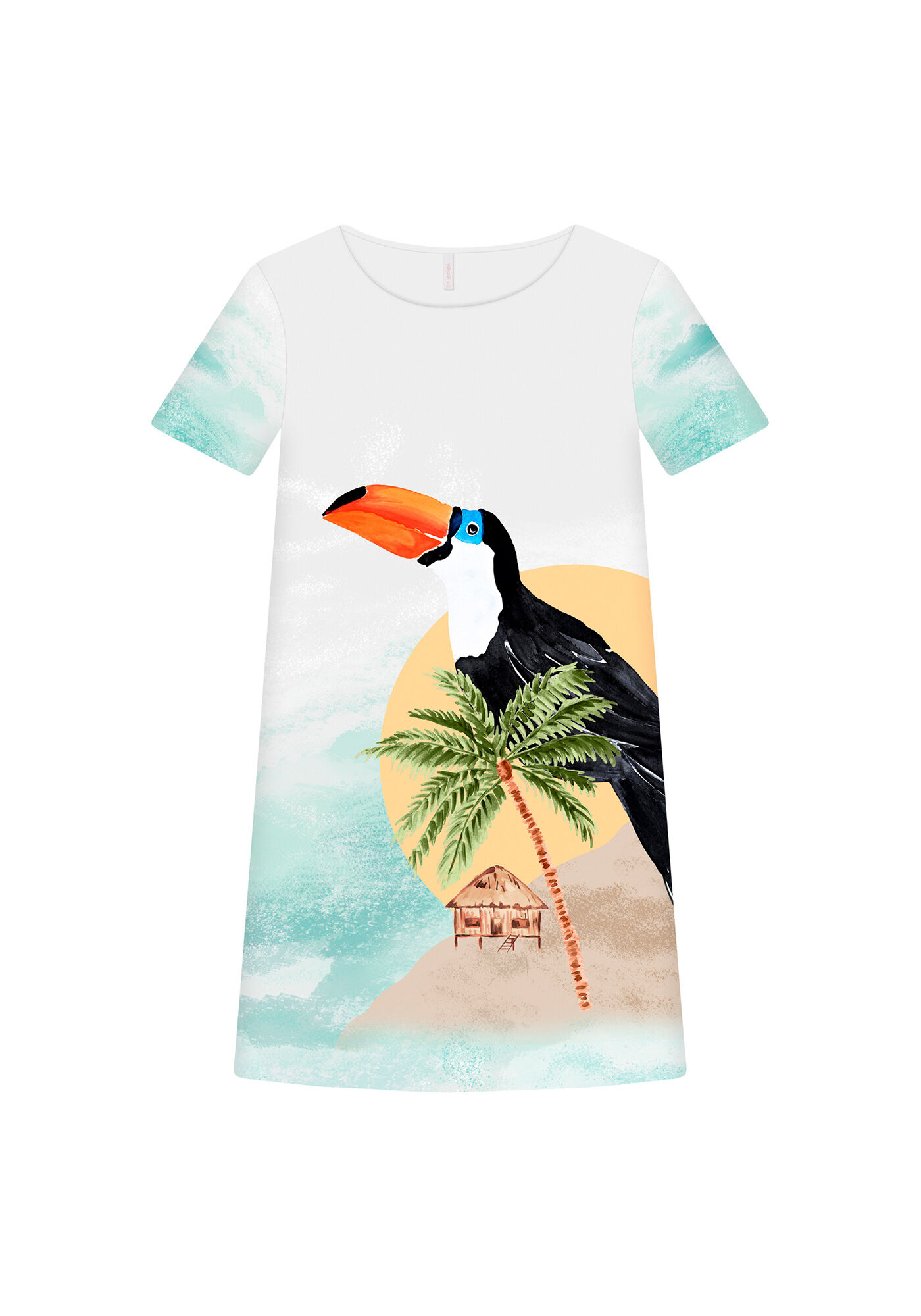 Vestido Manga Curta Reto Estampa, , large.