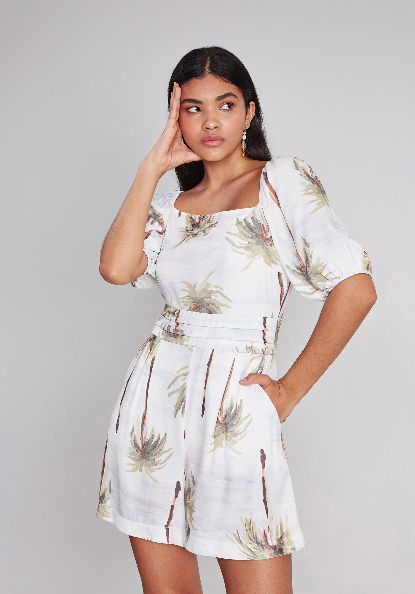 Macac&atilde;o Curto Manga Bufante Estampa, , large.