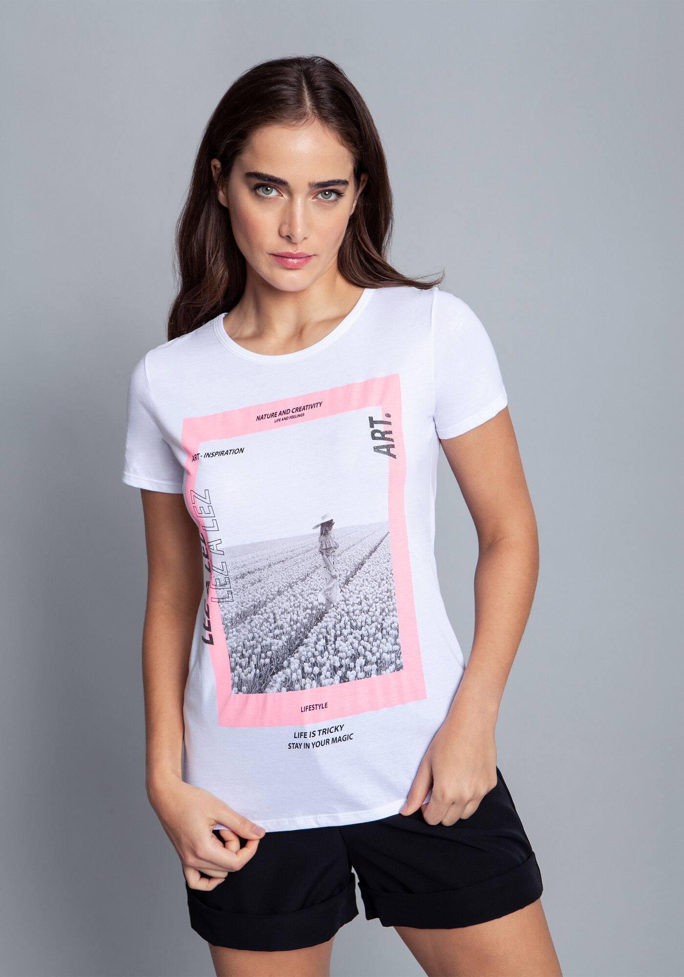 Blusa Meia Malha Forty Bege Muffins, , large.