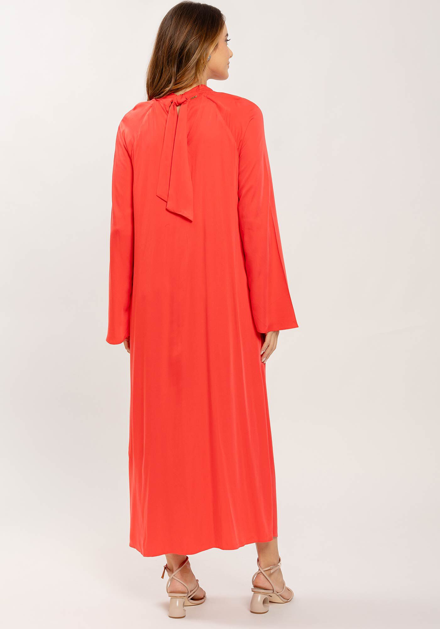 Vestido Midi Amplo com Abertura Mangas, , large.