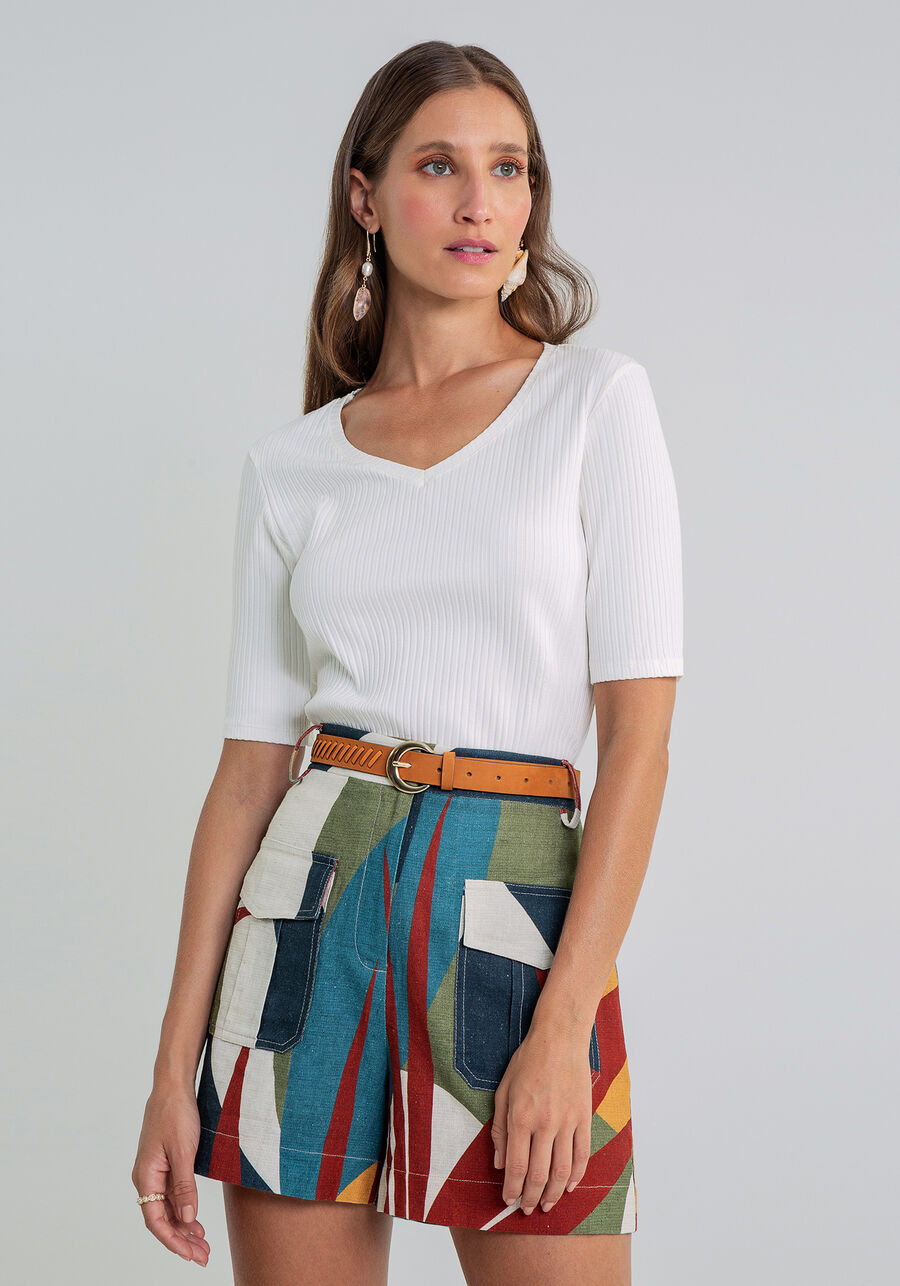 Blusa Manga Curta Decote V, . Blusa Manga Curta Decote V, , large.