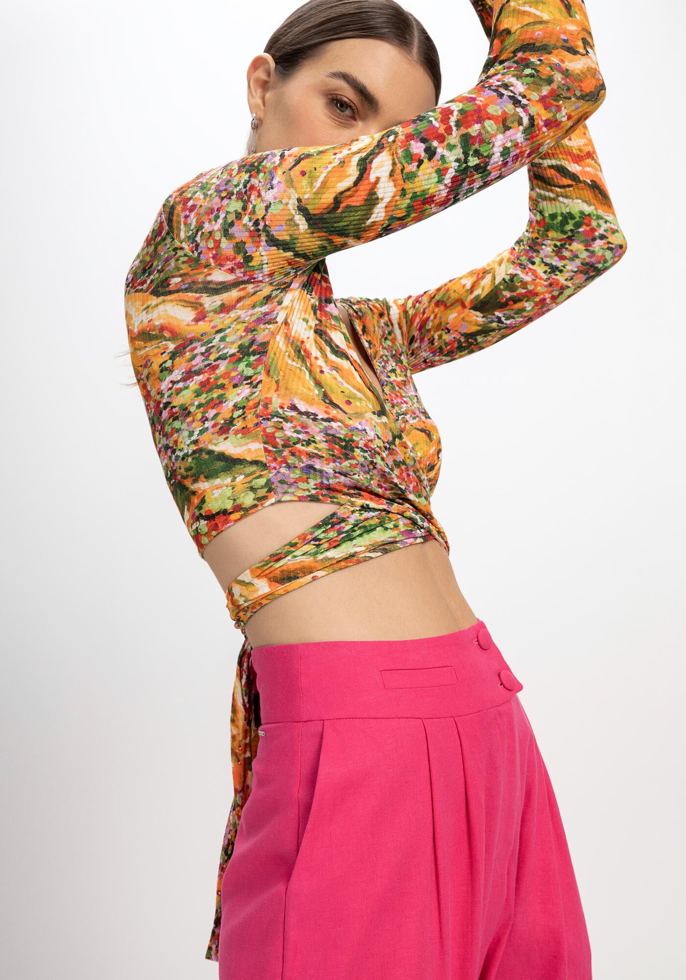 Blusa Manga Longa Cropped Transpassada, DRYA, large.