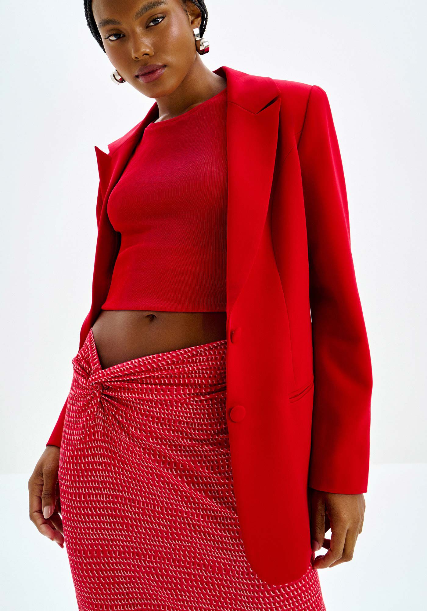 Saia Midi Estampada com Tor&ccedil;&atilde;o C&oacute;s, , large.