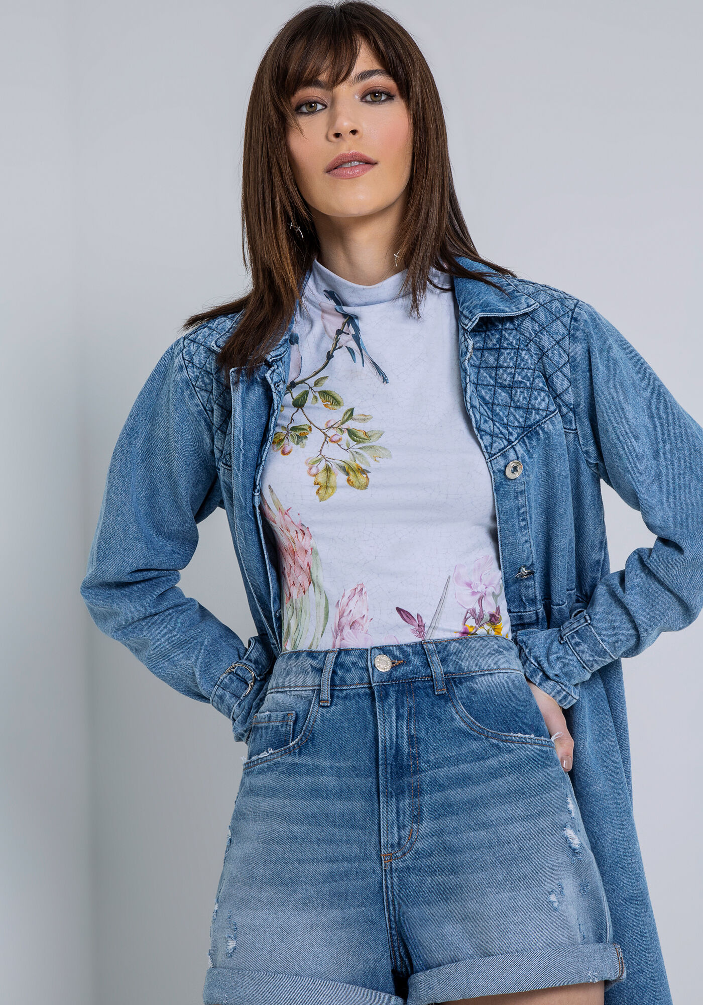 Blusa Estampada com Gola Alta, , large.