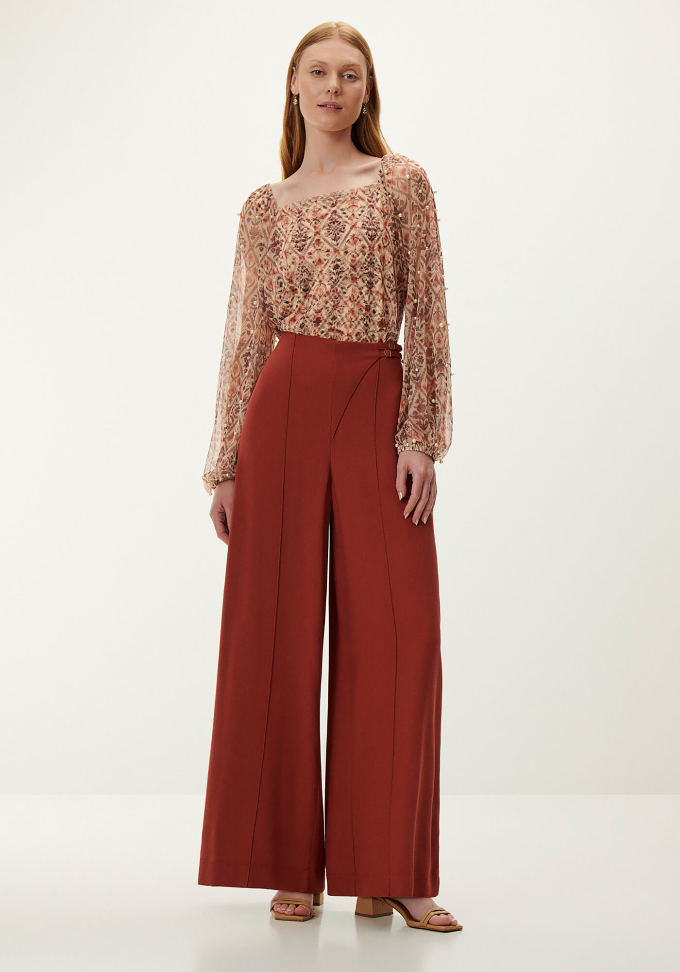 Blusa Estampada com em Tule com P&eacute;rolas, , large.