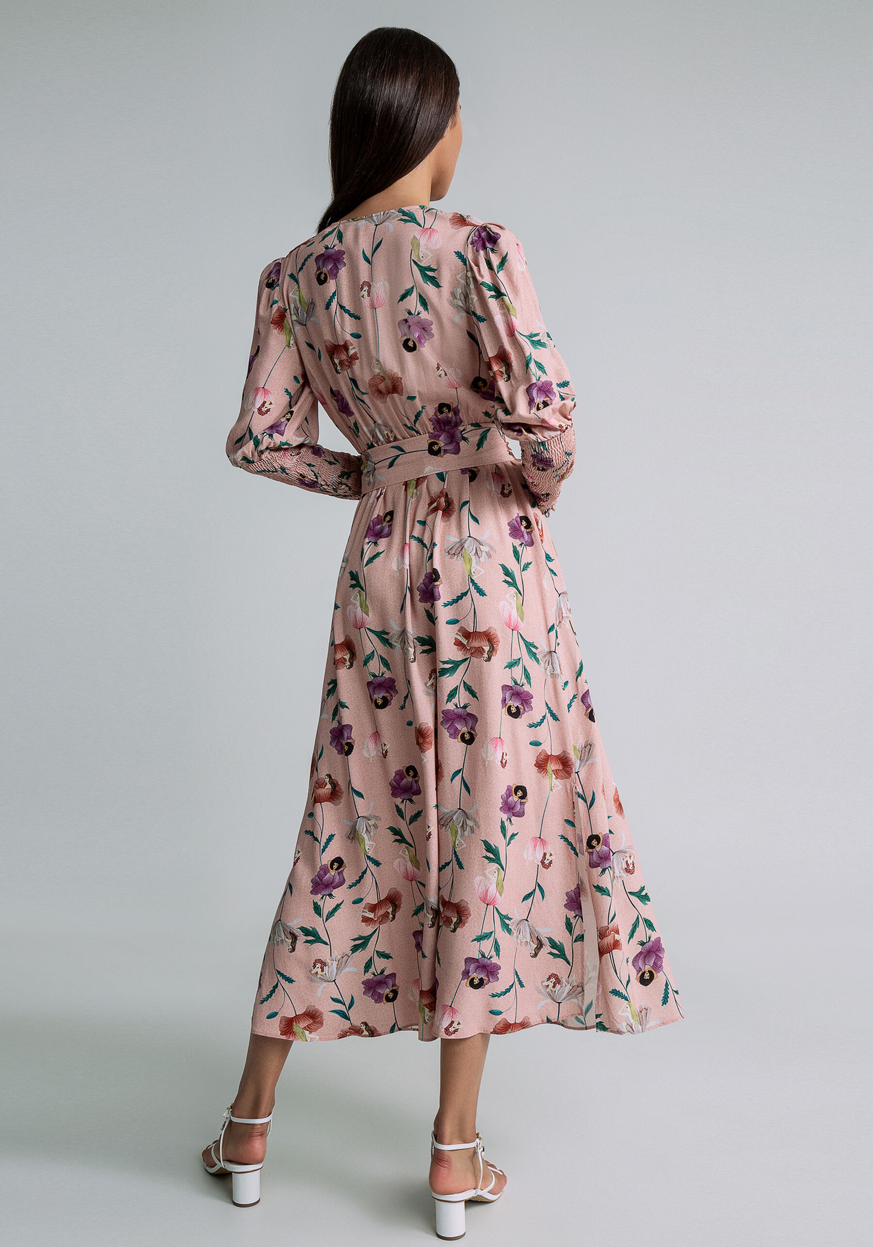 Vestido Midi Manga Lastex Cinto, RENASCER. Vestido Midi Manga Lastex Cinto, RENASCER, large.