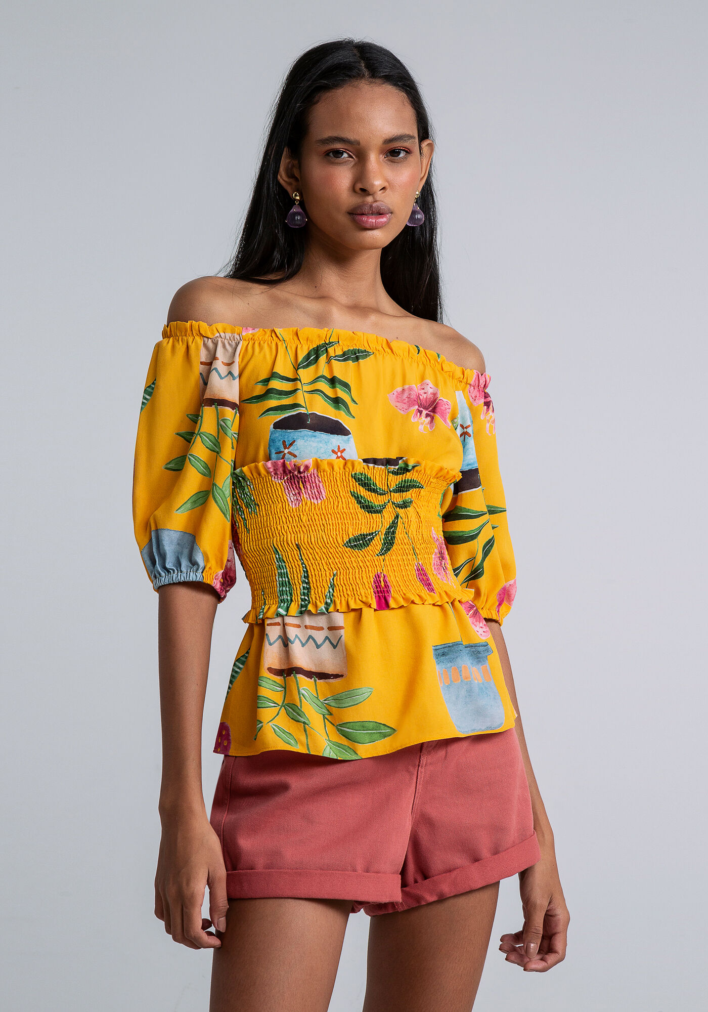 Blusa Ombro a Ombro com Top Faixa, , large.