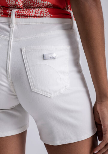 Shorts Jeans Ibiza Médio com Faixa Estampada, BRANCO OFF WHITE, large.