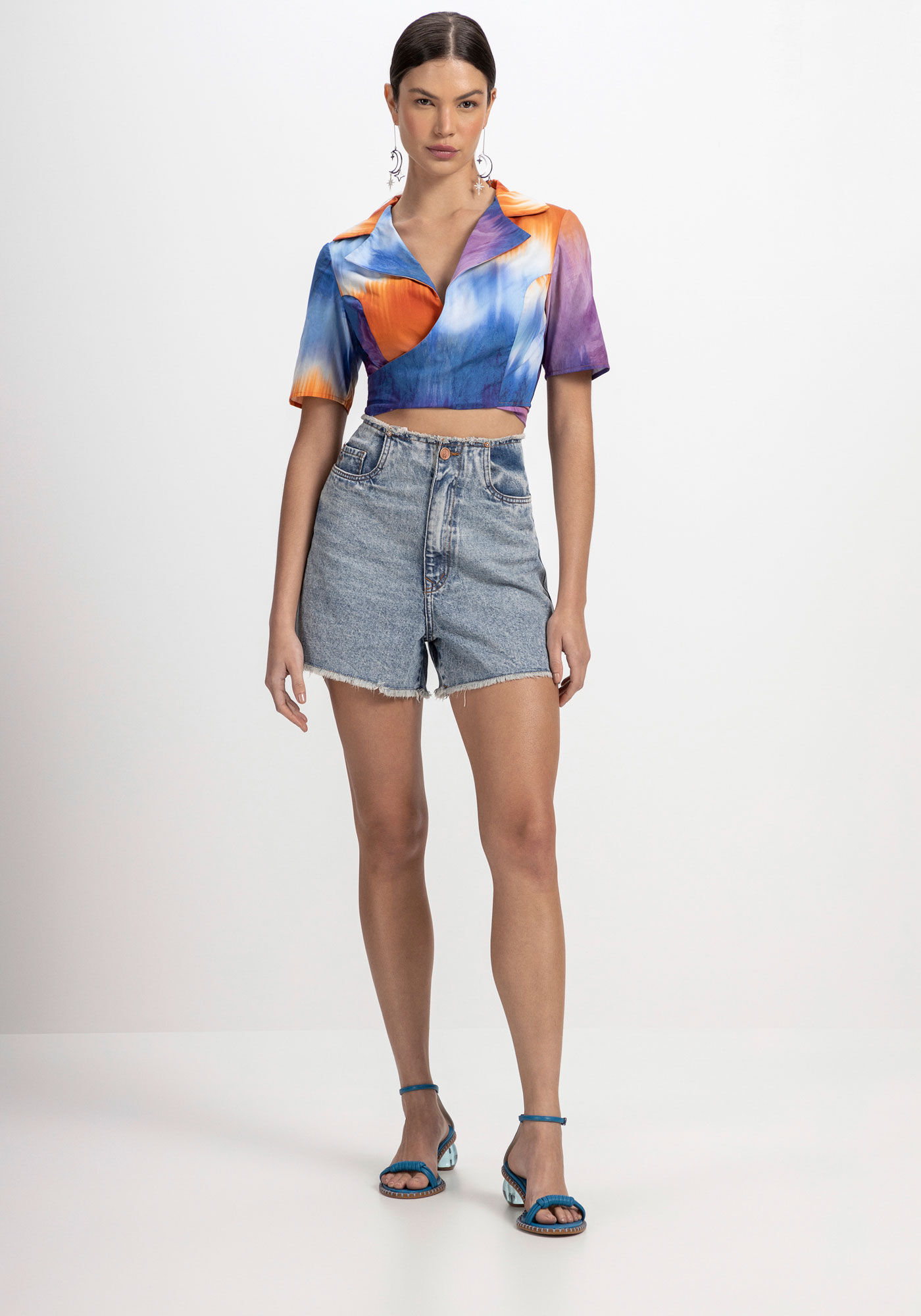 Shorts Jeans Hot Pant com Cintura Super Alta, , large.