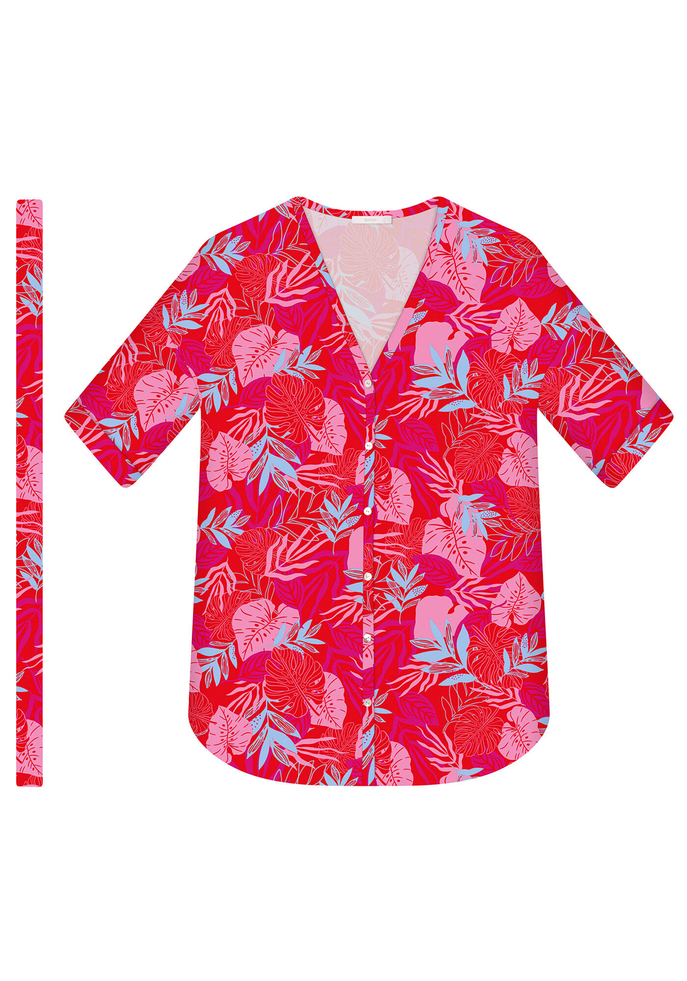 Camisa Tecido Saida de Praia Manga 3/4, , large.