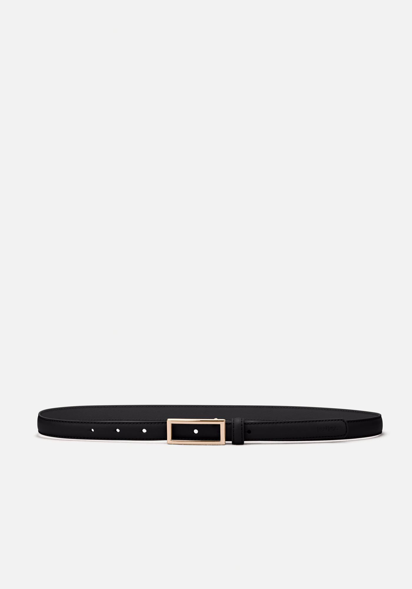 Cinto Fino De Quadril Em Couro Com Fivela Retangular, PRETO, large.