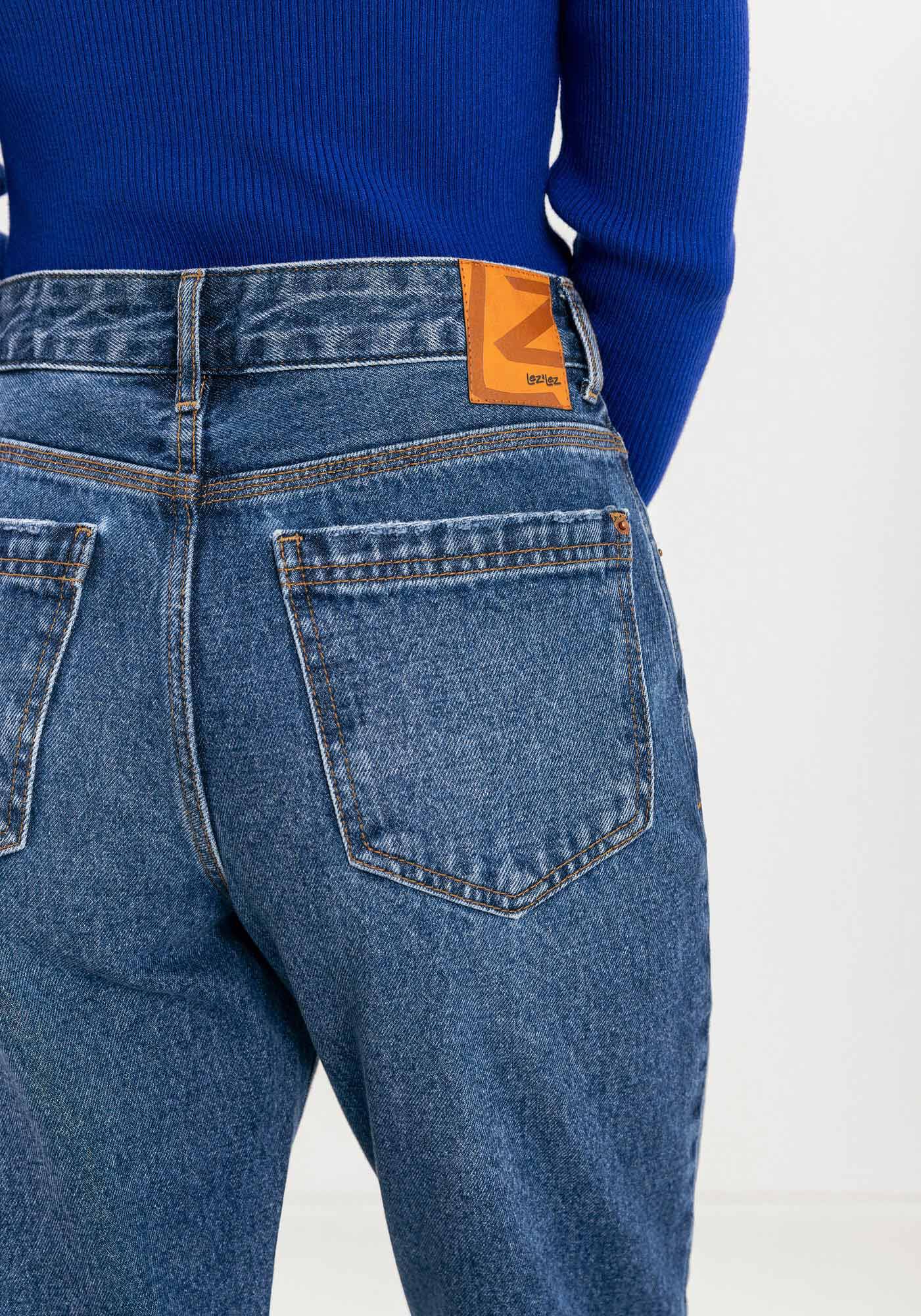 Cal&ccedil;a Mom Jeans Com Cintura Alta E Bolsos Funcionais, , large.