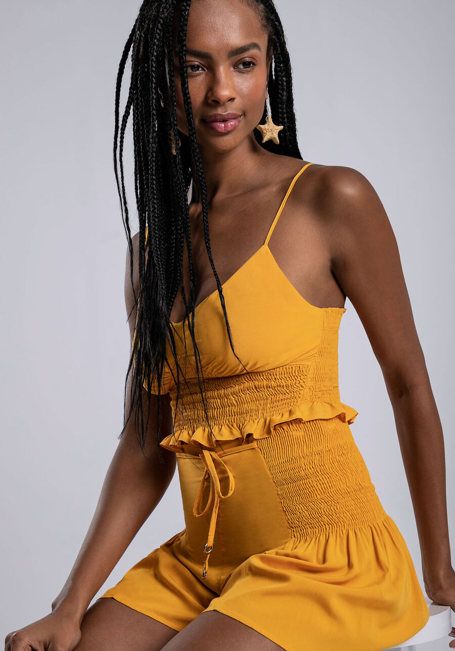 Shorts Saída de Praia com Lastex Cores, AMARELO SINEMY. Shorts Saída de Praia com Lastex Cores, AMARELO SINEMY, large.