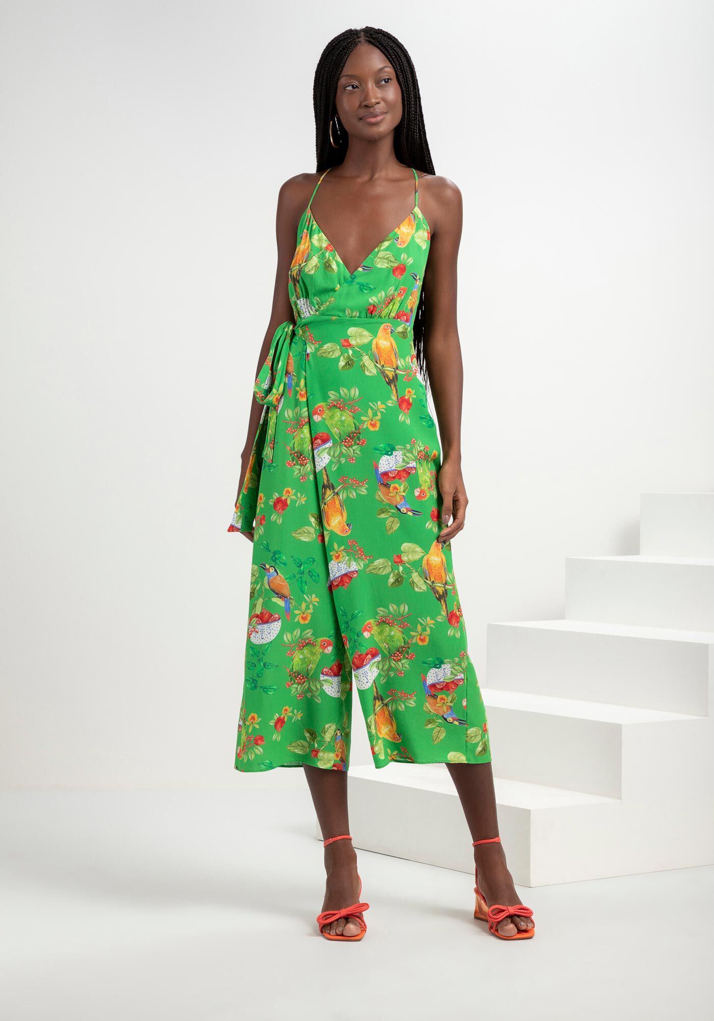 Macac&atilde;o Midi Estampado Viscose com Transpasse, HABITAT, large.