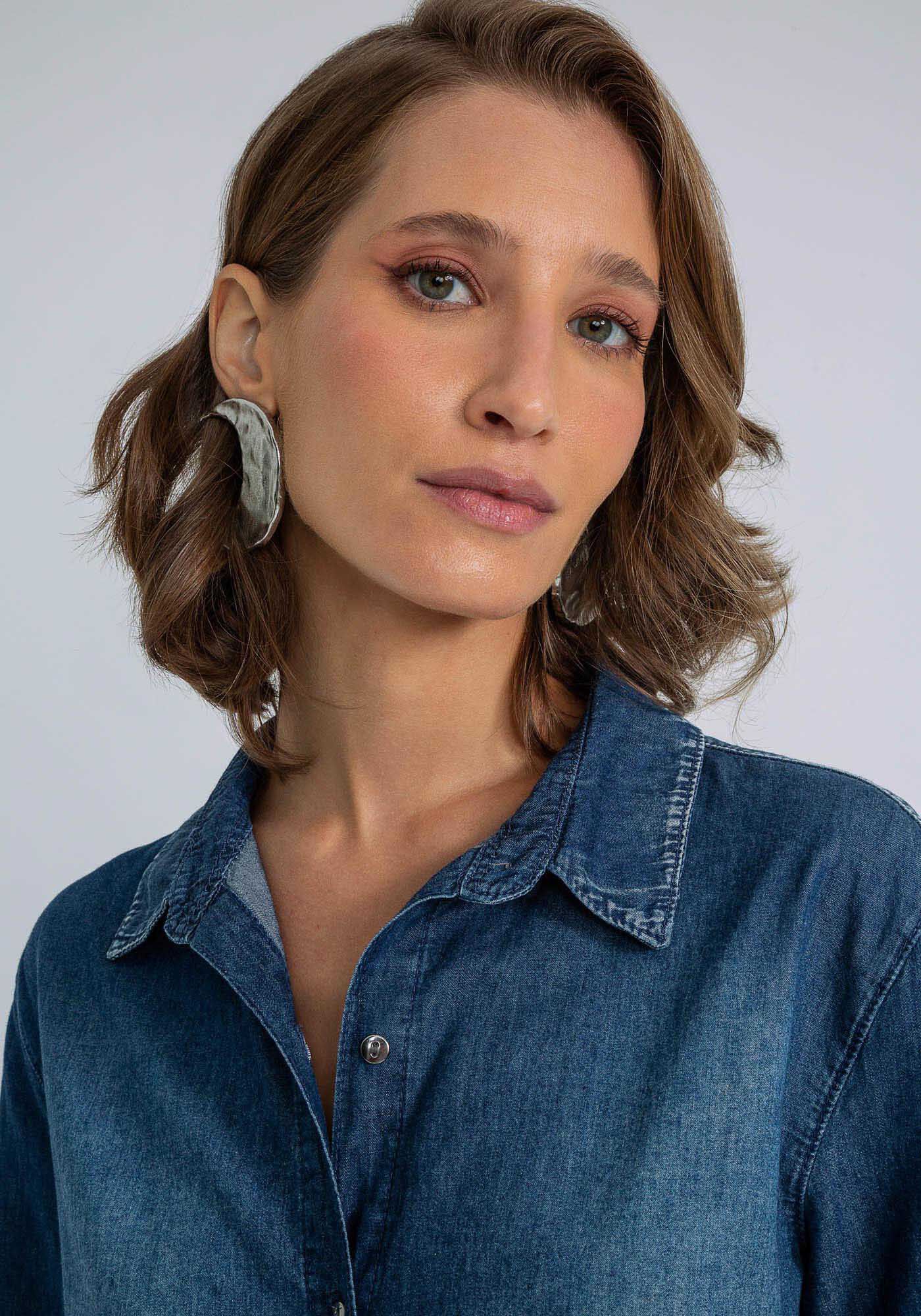 Camisa Jeans Manga Longa, JEANS, large.