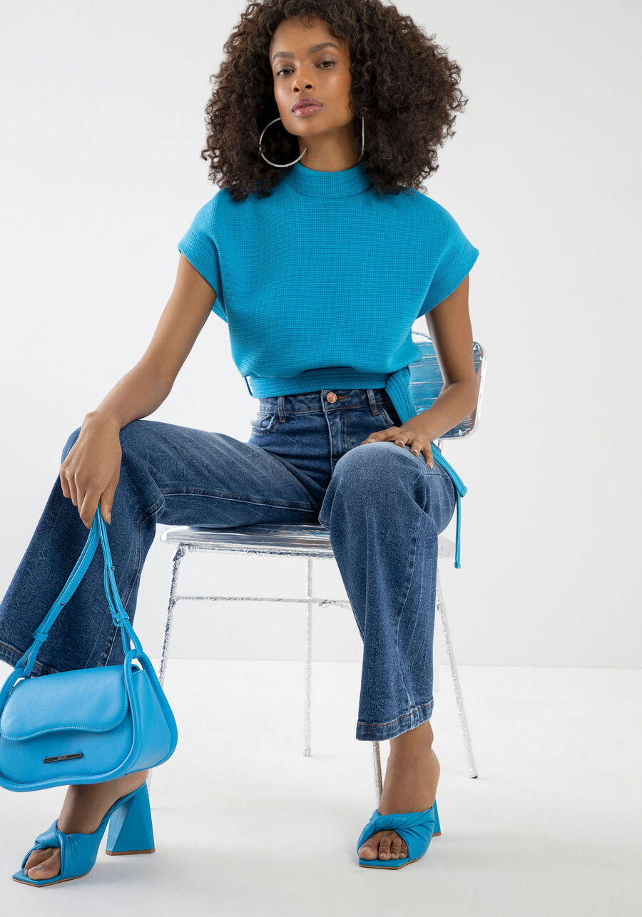 Calça Jeans Wide Leg Super Alta com Elastano, . Calça Jeans Wide Leg Super Alta com Elastano, , large.