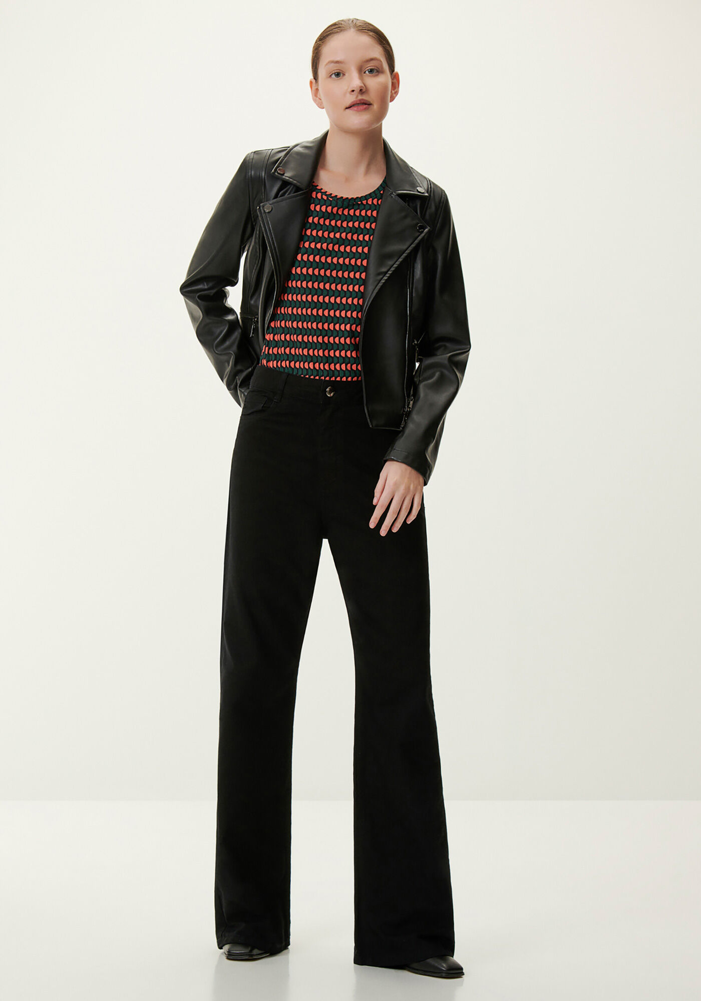 Blusa Estampada Canelada com Manga Curta, , large.