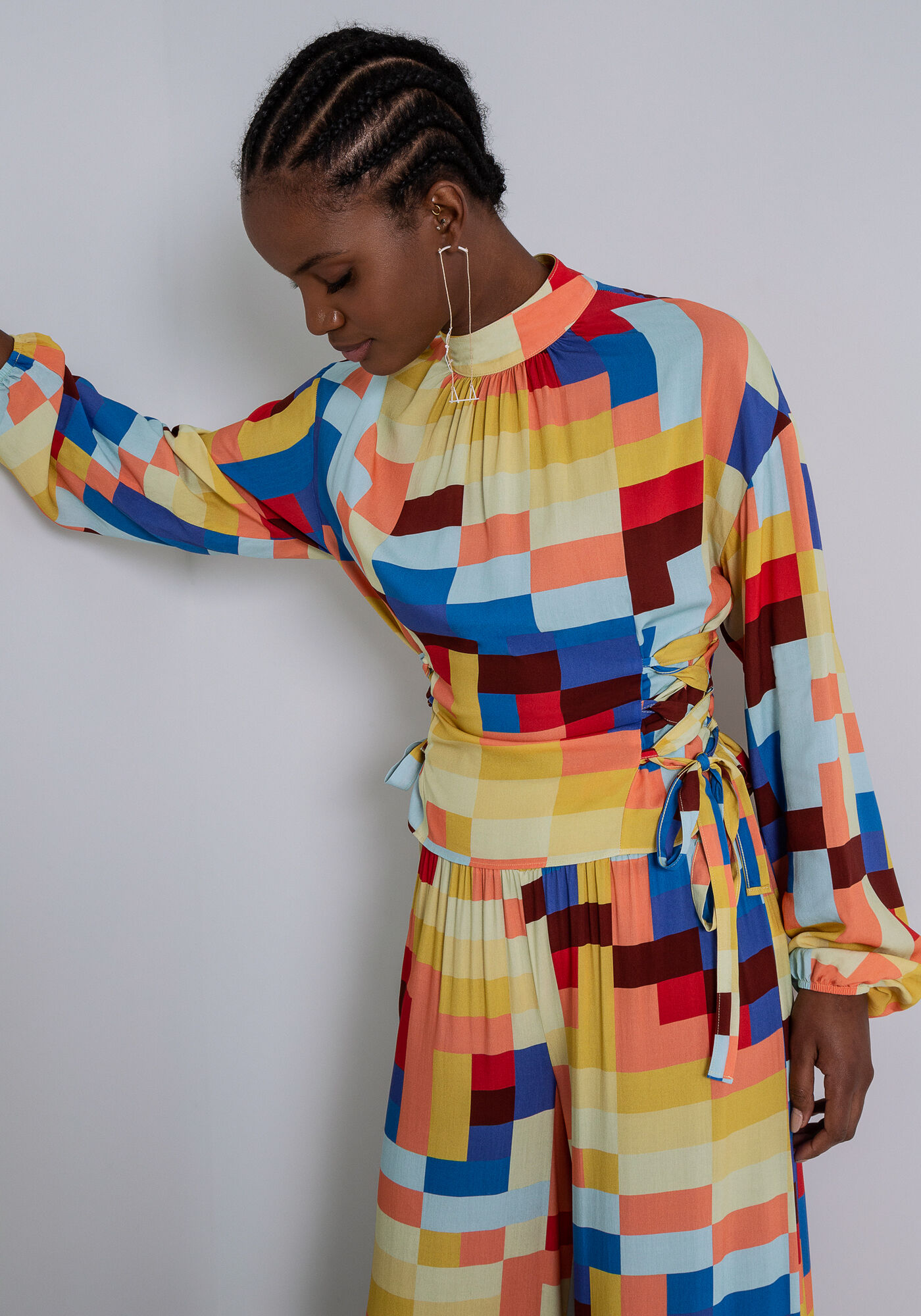 Blusa Gola Alta em Viscose com Amarra&ccedil;&atilde;o, , large.