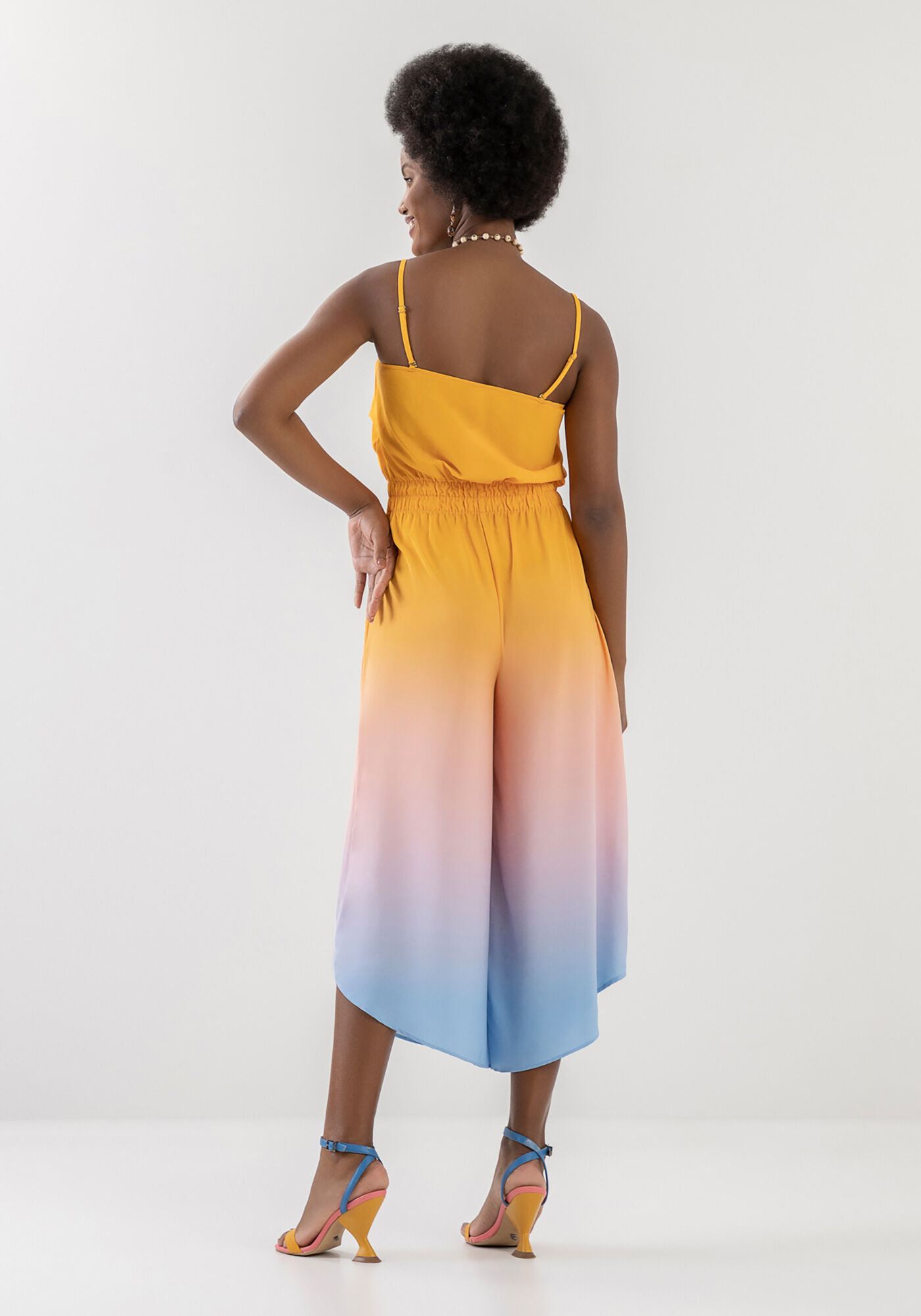 Macac&atilde;o Midi Estampado com El&aacute;stico Cintura, , large.