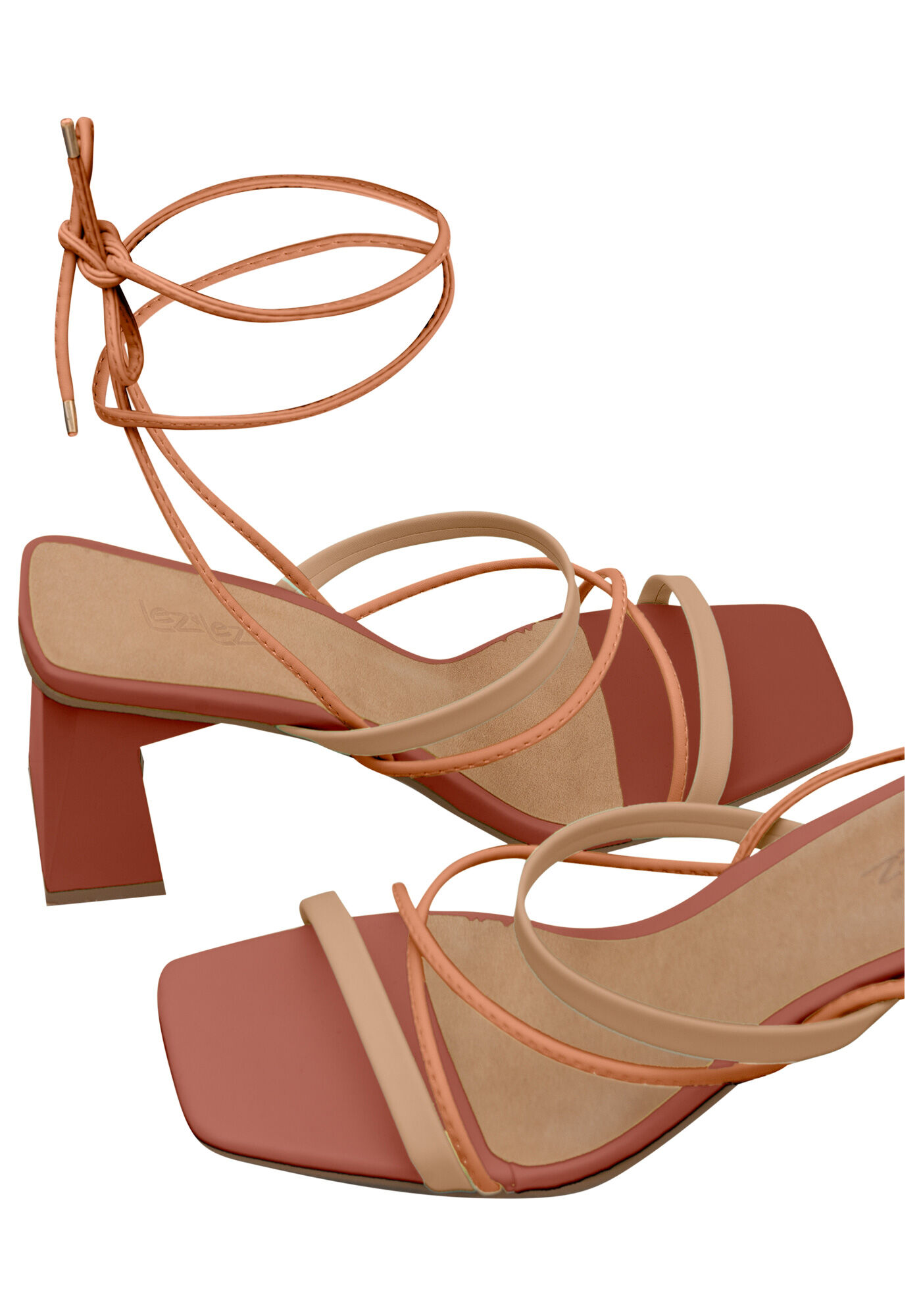 Sand&aacute;lia Salto Bloco Geom&eacute;trico com Amarra&ccedil;&atilde;o, , large.