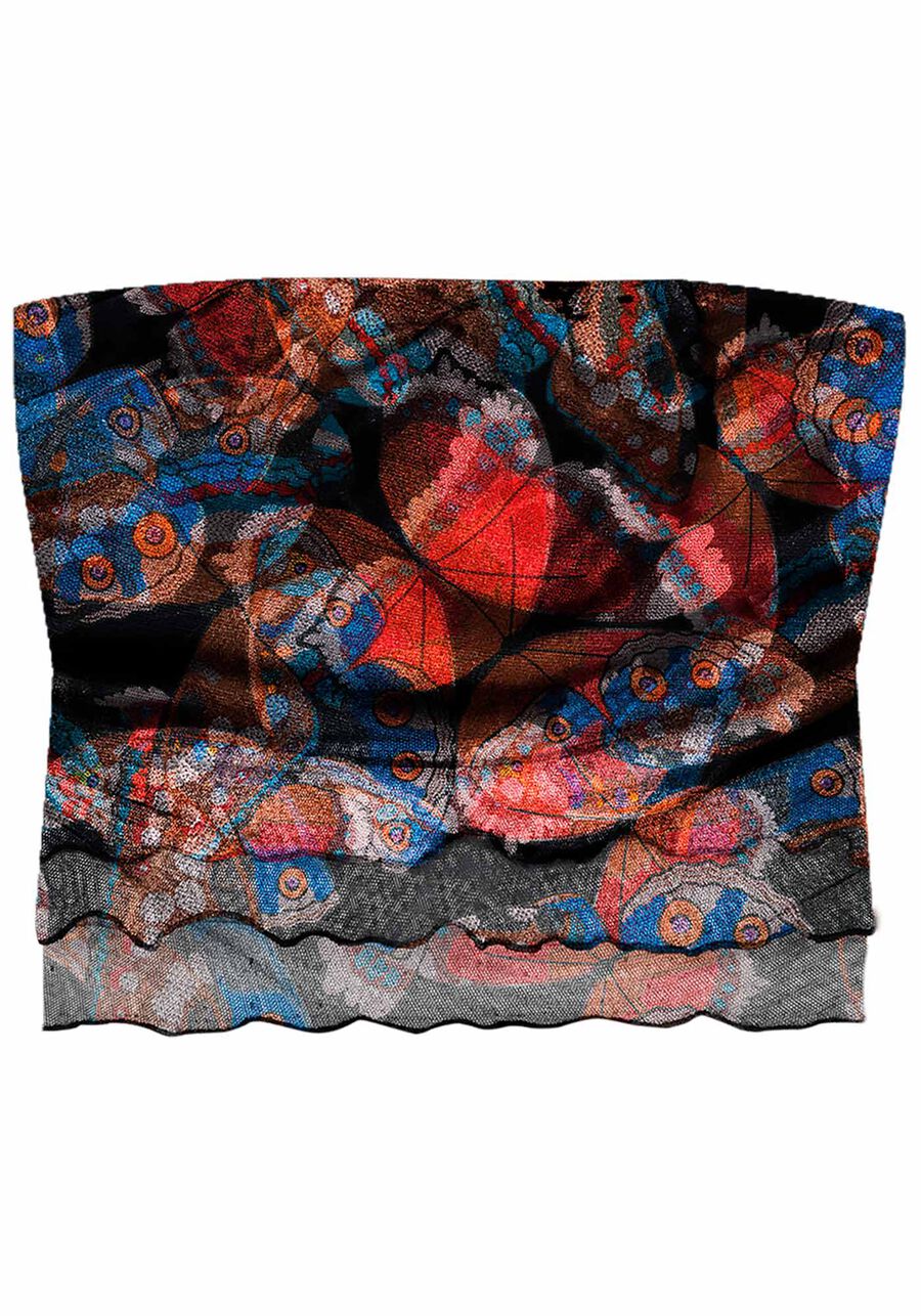 Blusa Sem Alça em Tule Estampada, . Blusa Sem Alça em Tule Estampada, , large.