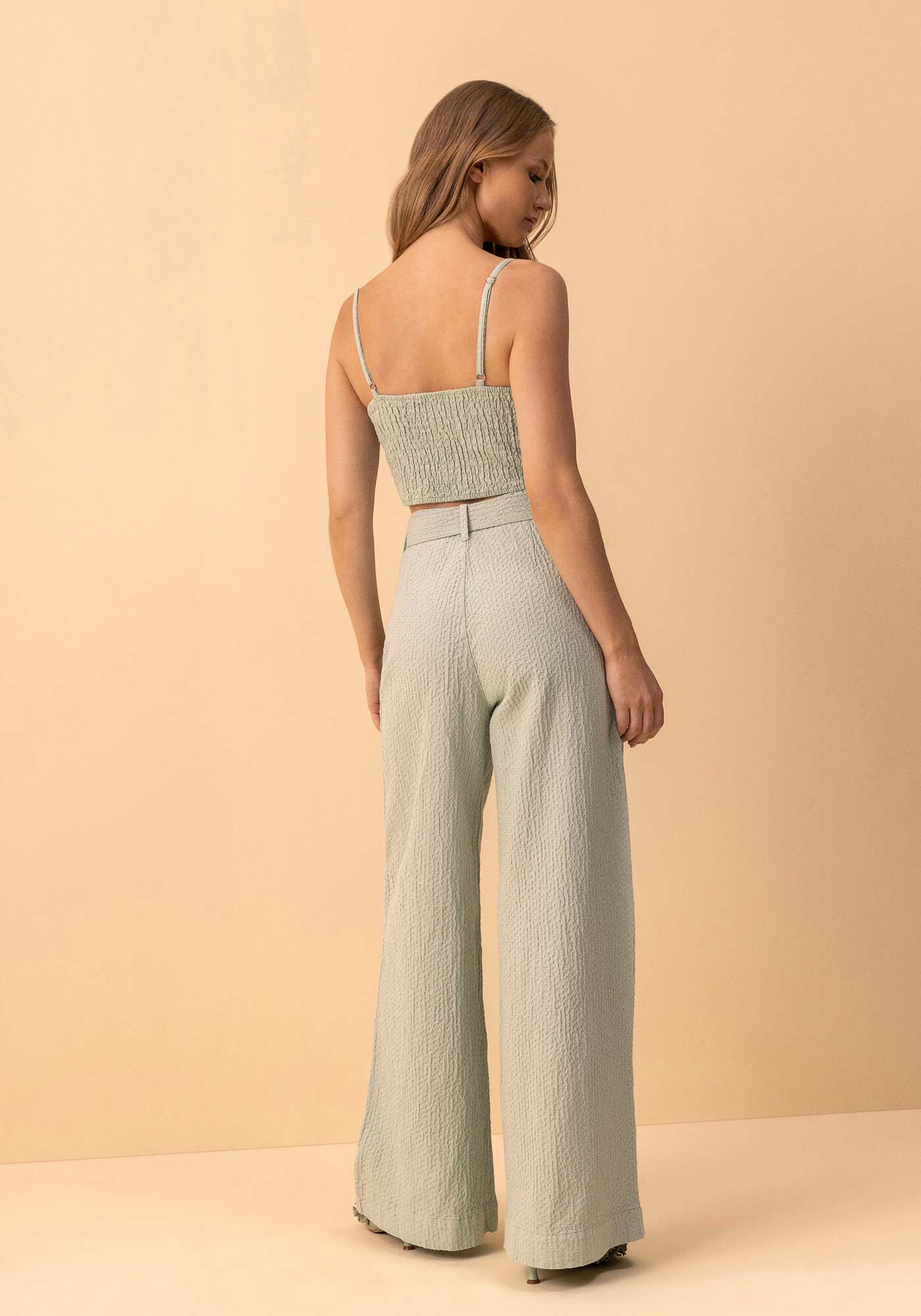 Cal&ccedil;a Super Wide Leg Em Sarja Com Cintura Alta E Cinto, VERDE SPA, large.