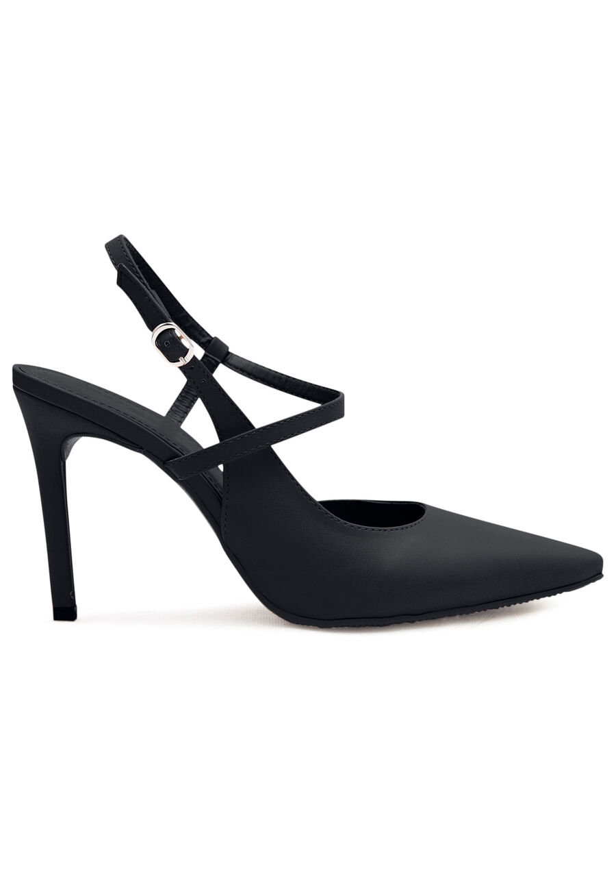 Scarpin Salto Fino Slingback, PRETO REATIVO. Scarpin Salto Fino Slingback, PRETO REATIVO, large.