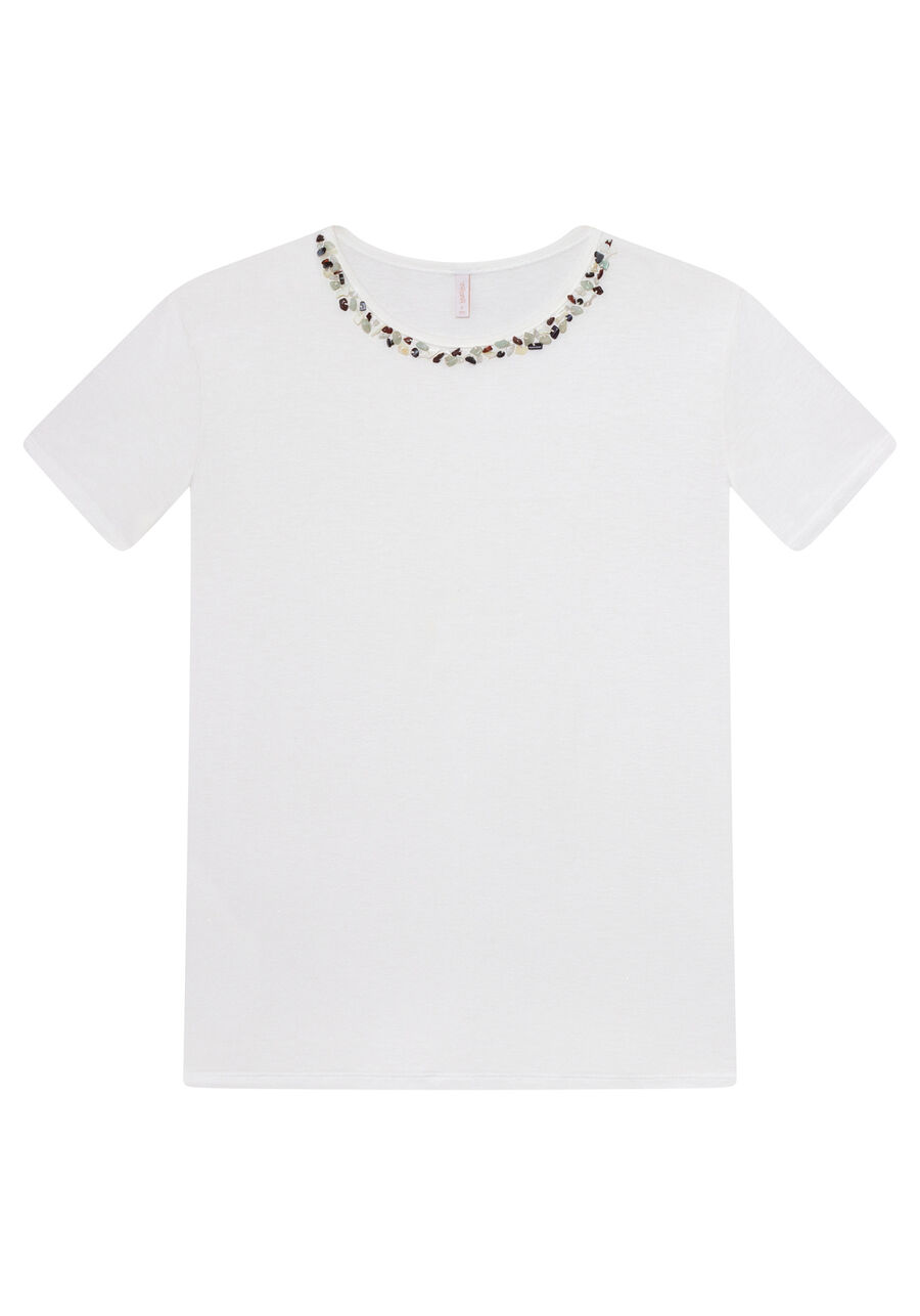 Blusa Manga Curta Bordado Decote Branco Off White, . Blusa Manga Curta Bordado Decote Branco Off White, , large.