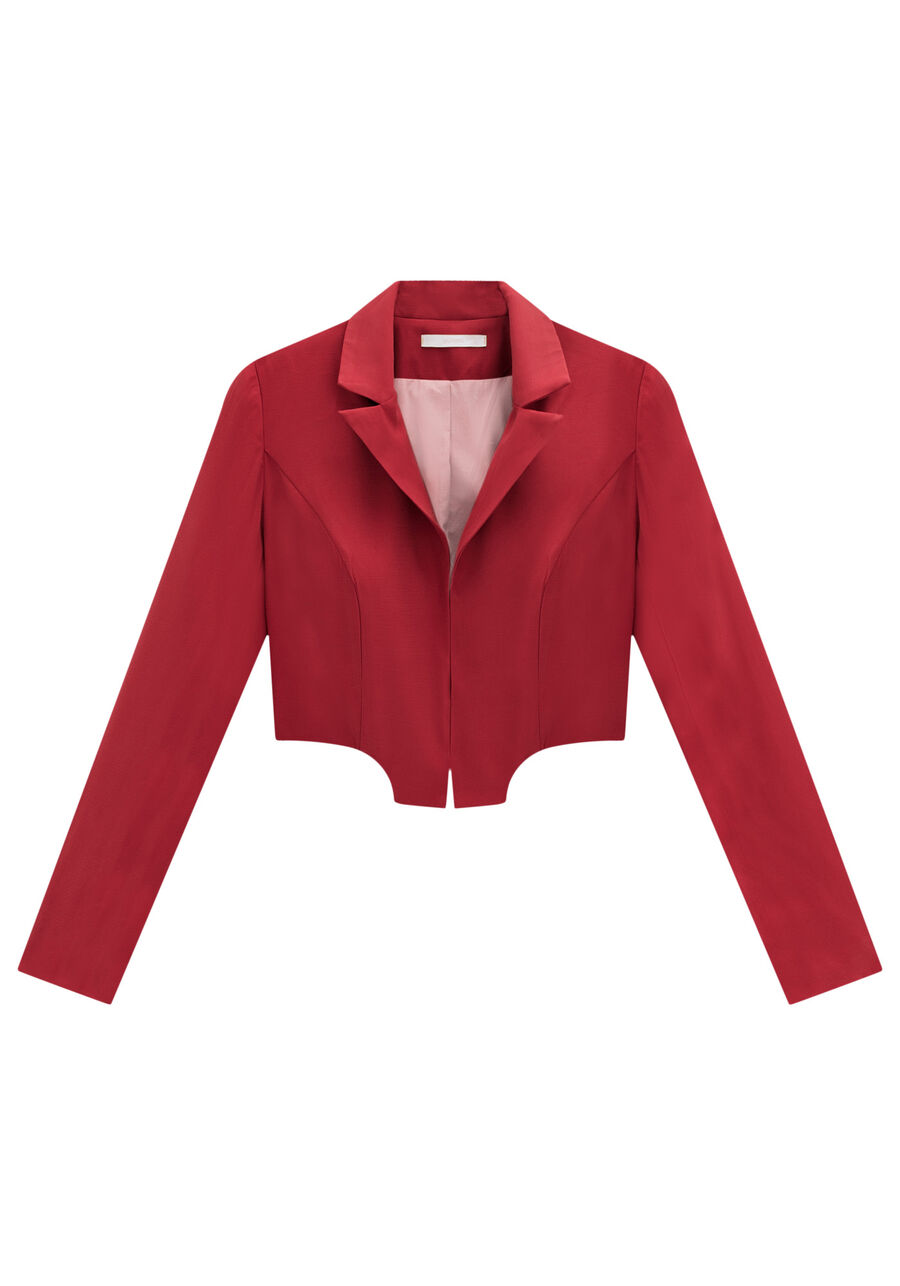 Blazer Cropped com Barra Assimétrica, . Blazer Cropped com Barra Assimétrica, , large.