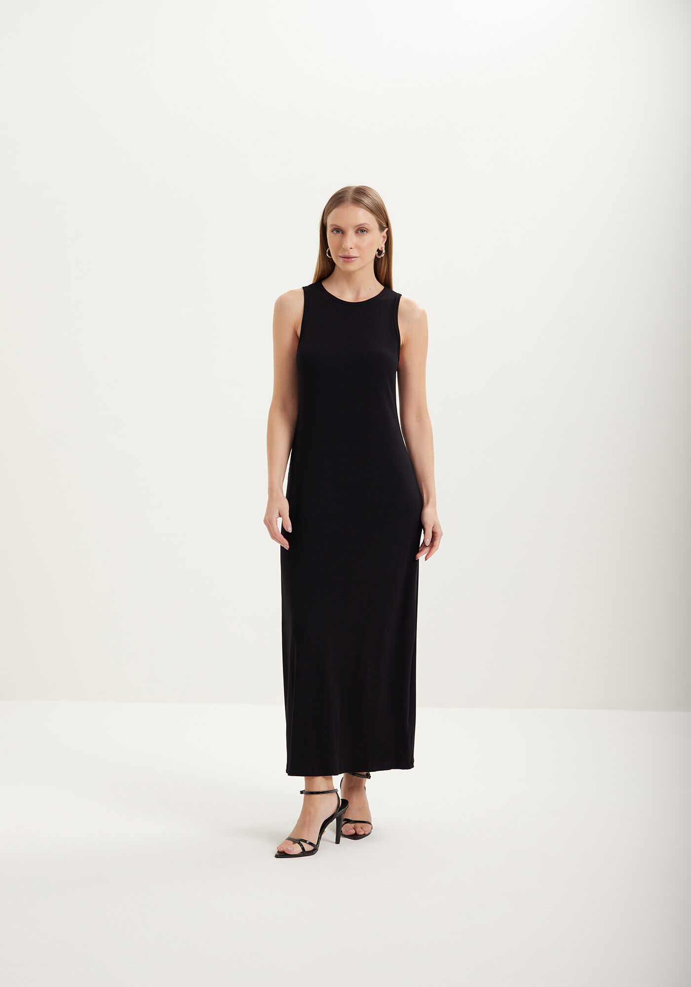 Vestido Ch&aacute; Sem Mangas Em Malha Canelada, , large.