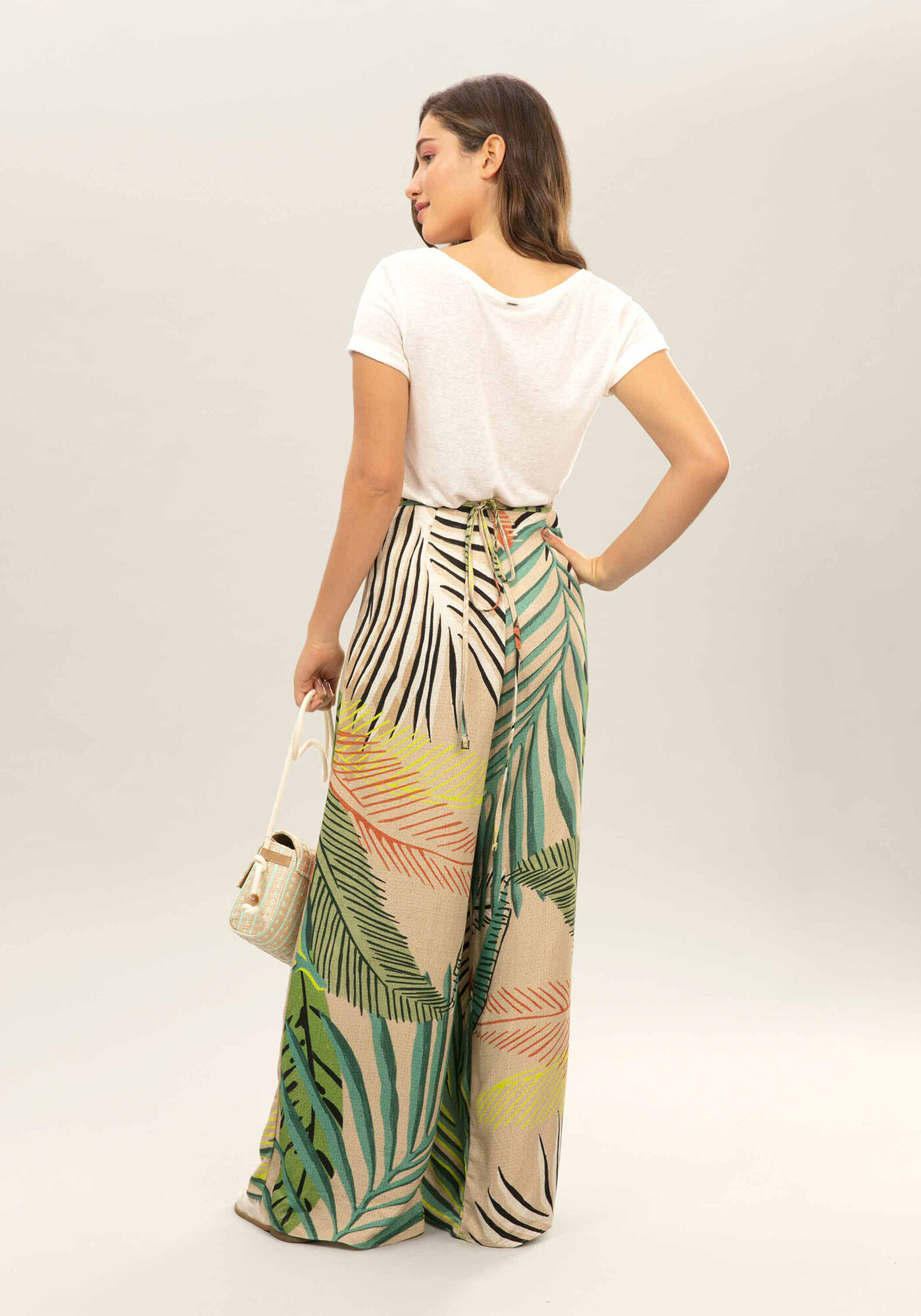 Calça pantacourt longa estampada hotsell