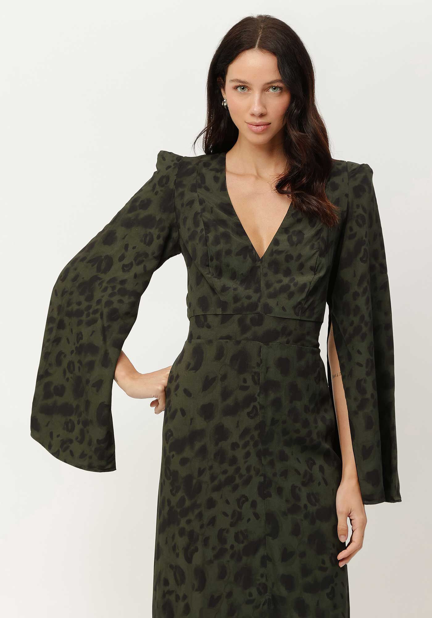 Vestido Longo Estampado com Amarra&ccedil;&atilde;o Costas, , large.