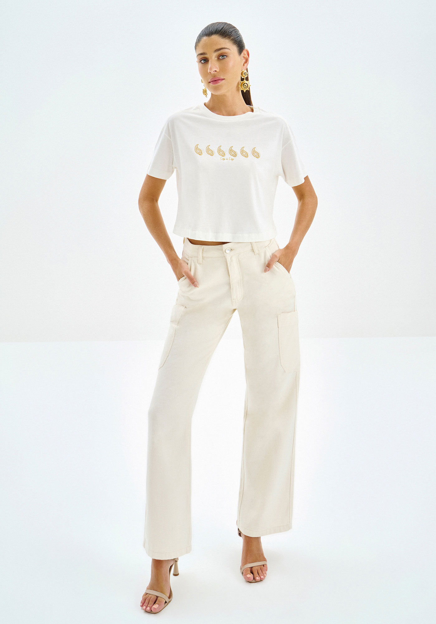 T-shirt em Malha Prime com Bordado Paisley, , large.