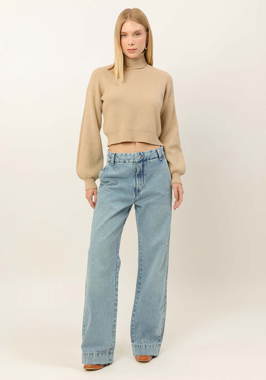 Calça Jeans Wide Leg Alfaiataria com Cintura Alta, . Calça Jeans Wide Leg Alfaiataria com Cintura Alta, , large.