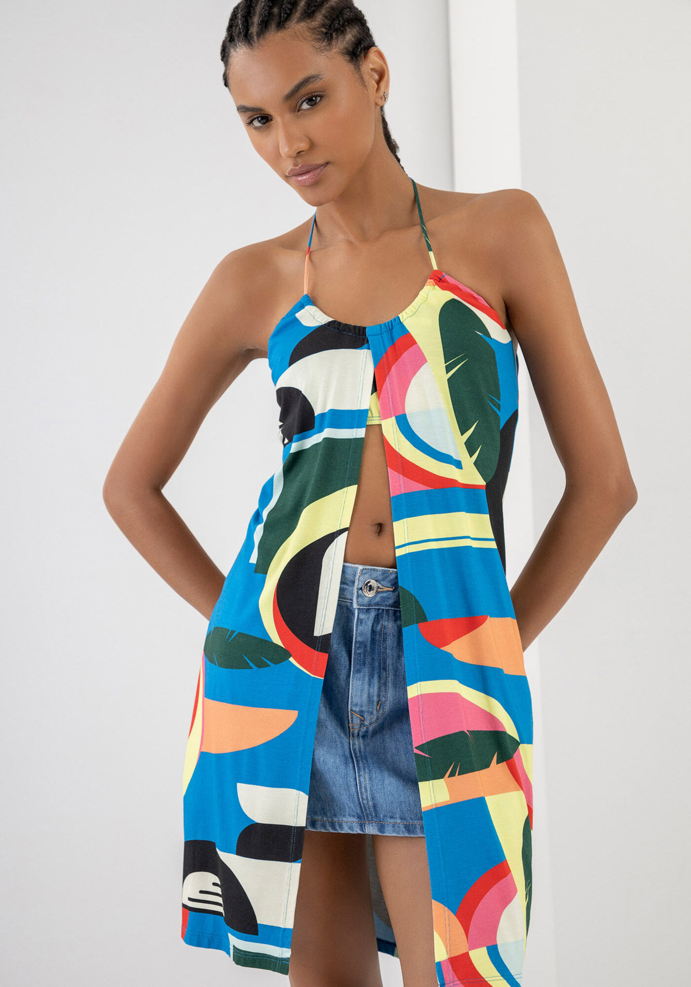 Blusa Frente &Uacute;nica T&uacute;nica Estampada, ARITU, large.